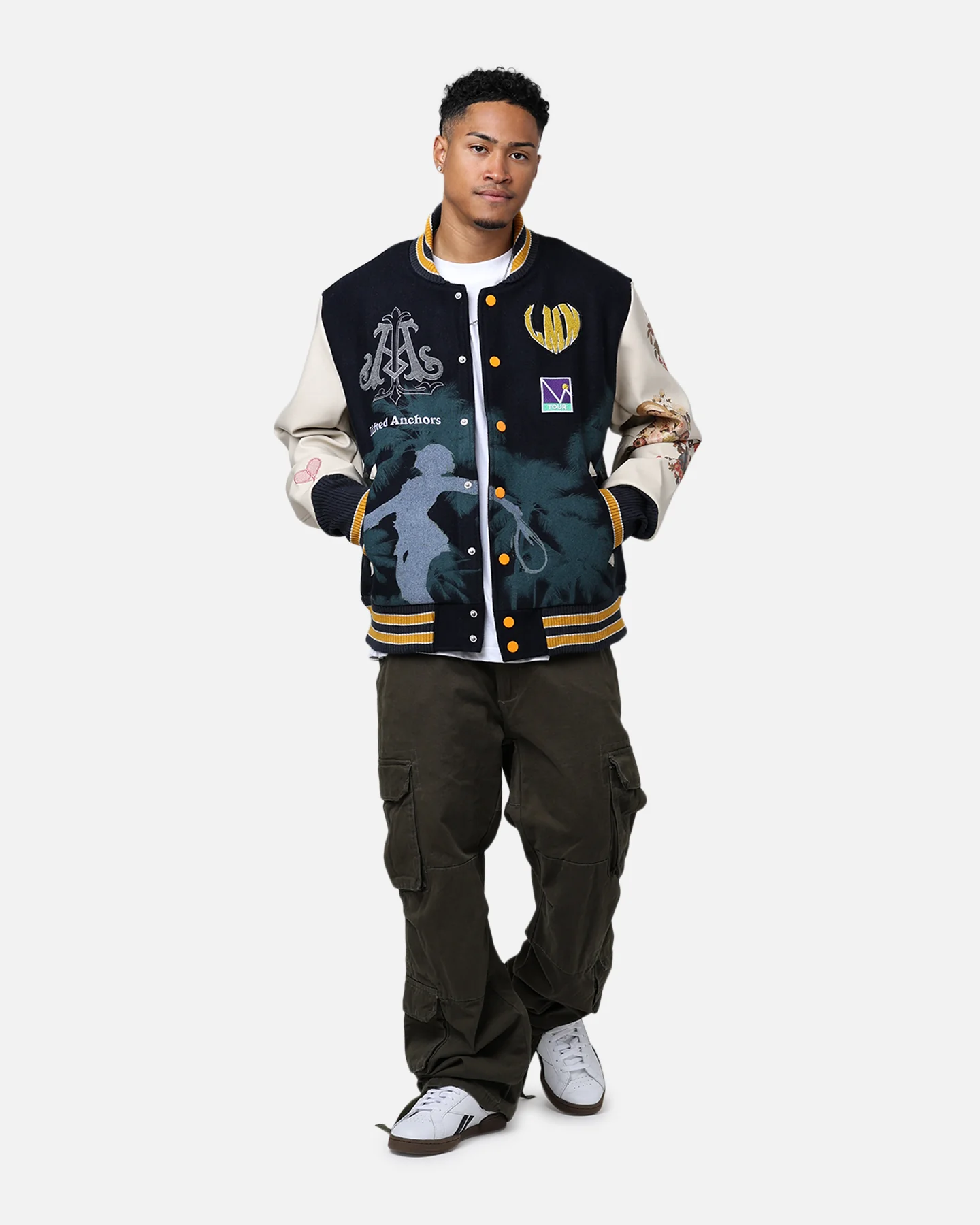 Lifted Anchors "Kournikova" Varsity Tennis Jacket Deep Navy - Image 3