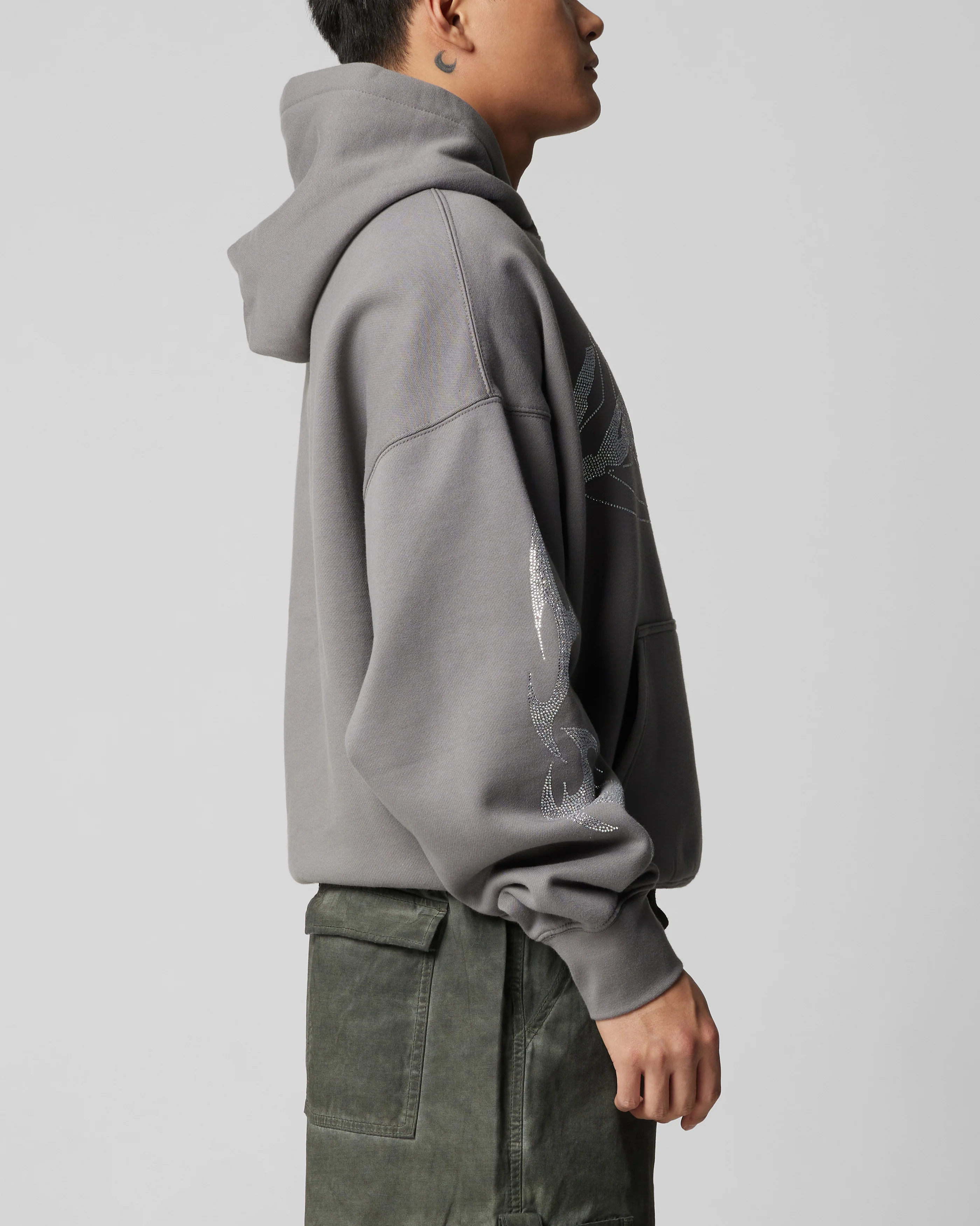 Loiter Atlantic Rhinestone Hoodie Charcoal - Image 4