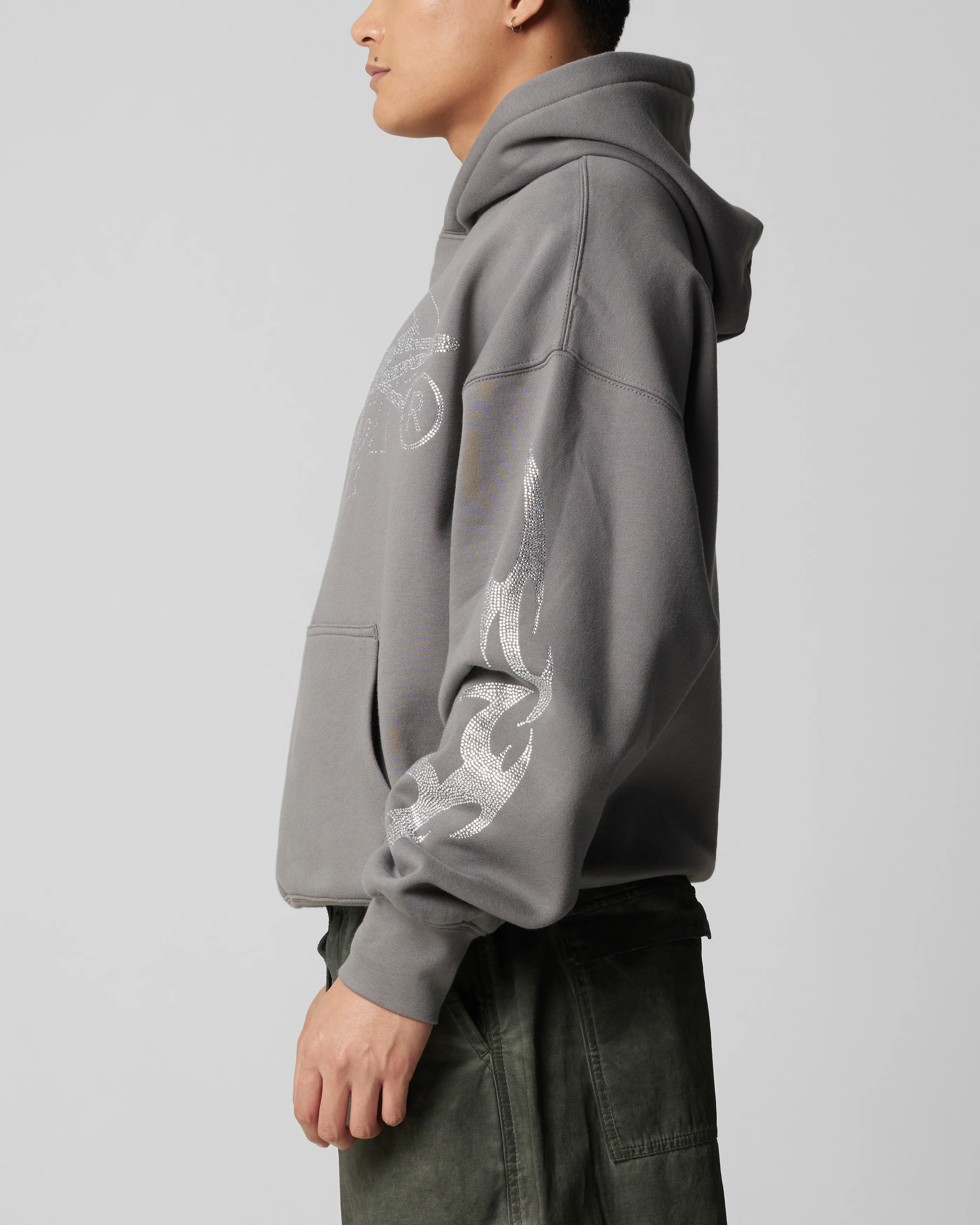 Loiter Atlantic Rhinestone Hoodie Charcoal - Image 5
