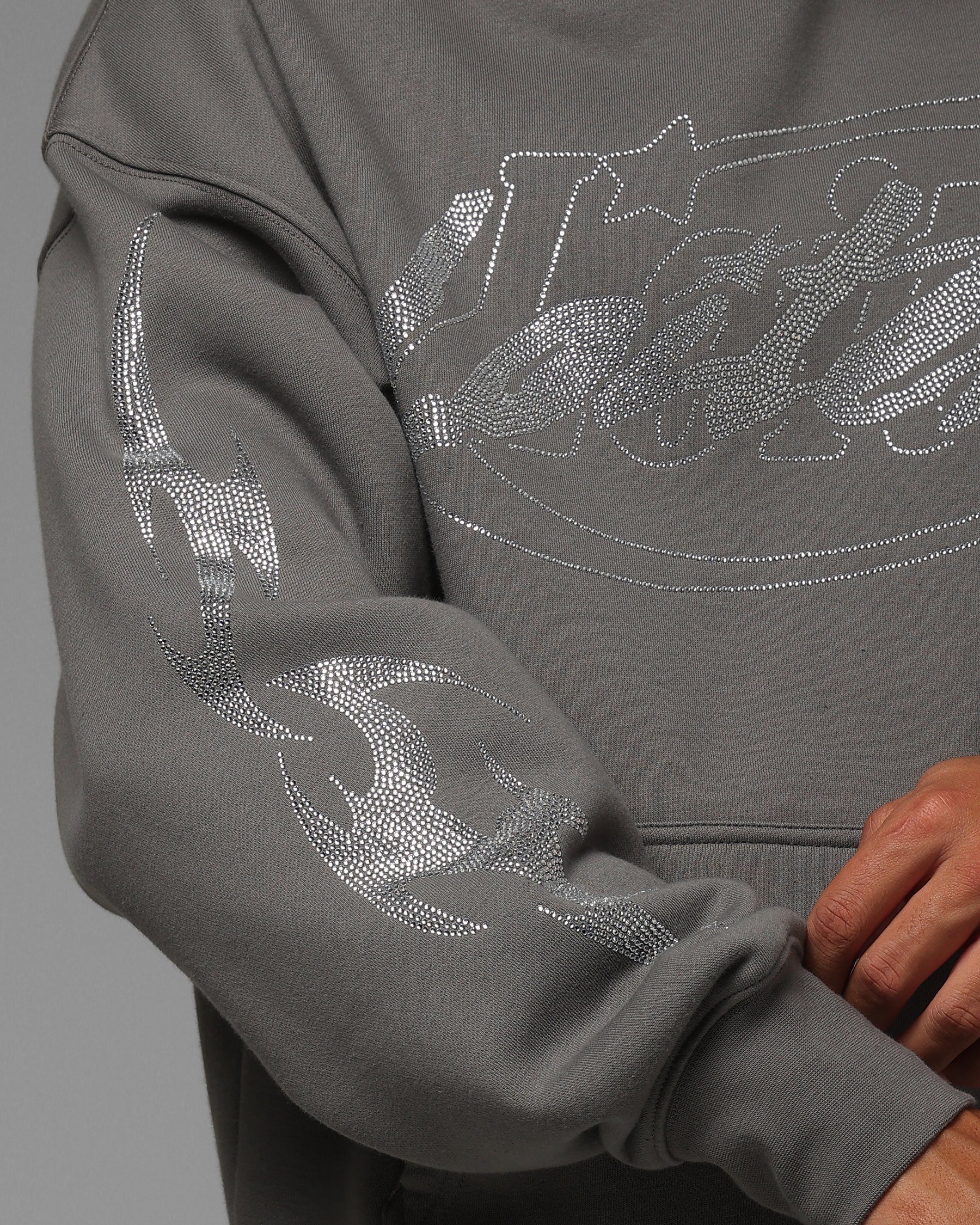 Loiter Atlantic Rhinestone Hoodie Charcoal - Image 7
