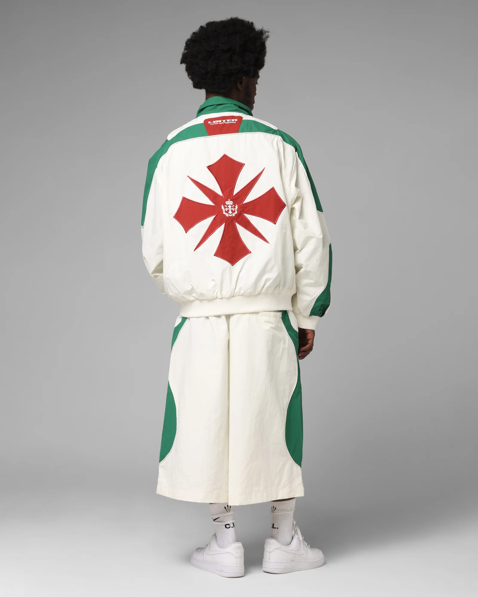 Loiter Club Classic Track Jacket White/Green - Image 4