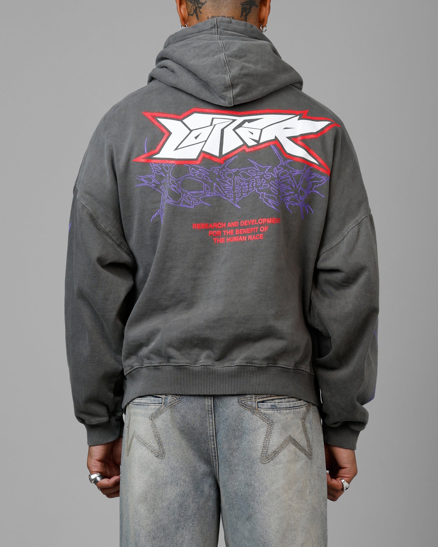 Loiter Cyberkinetics Premium Hoodie Washed Charcoal - Image 2