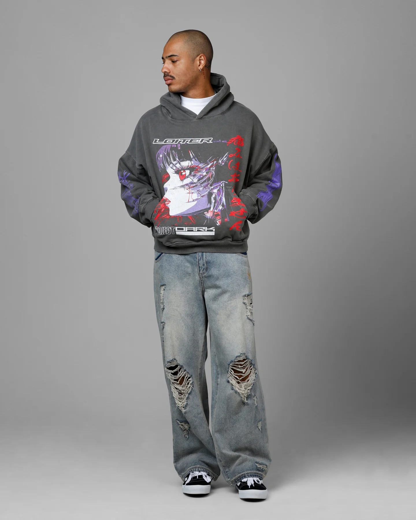 Loiter Cyberkinetics Premium Hoodie Washed Charcoal - Image 3