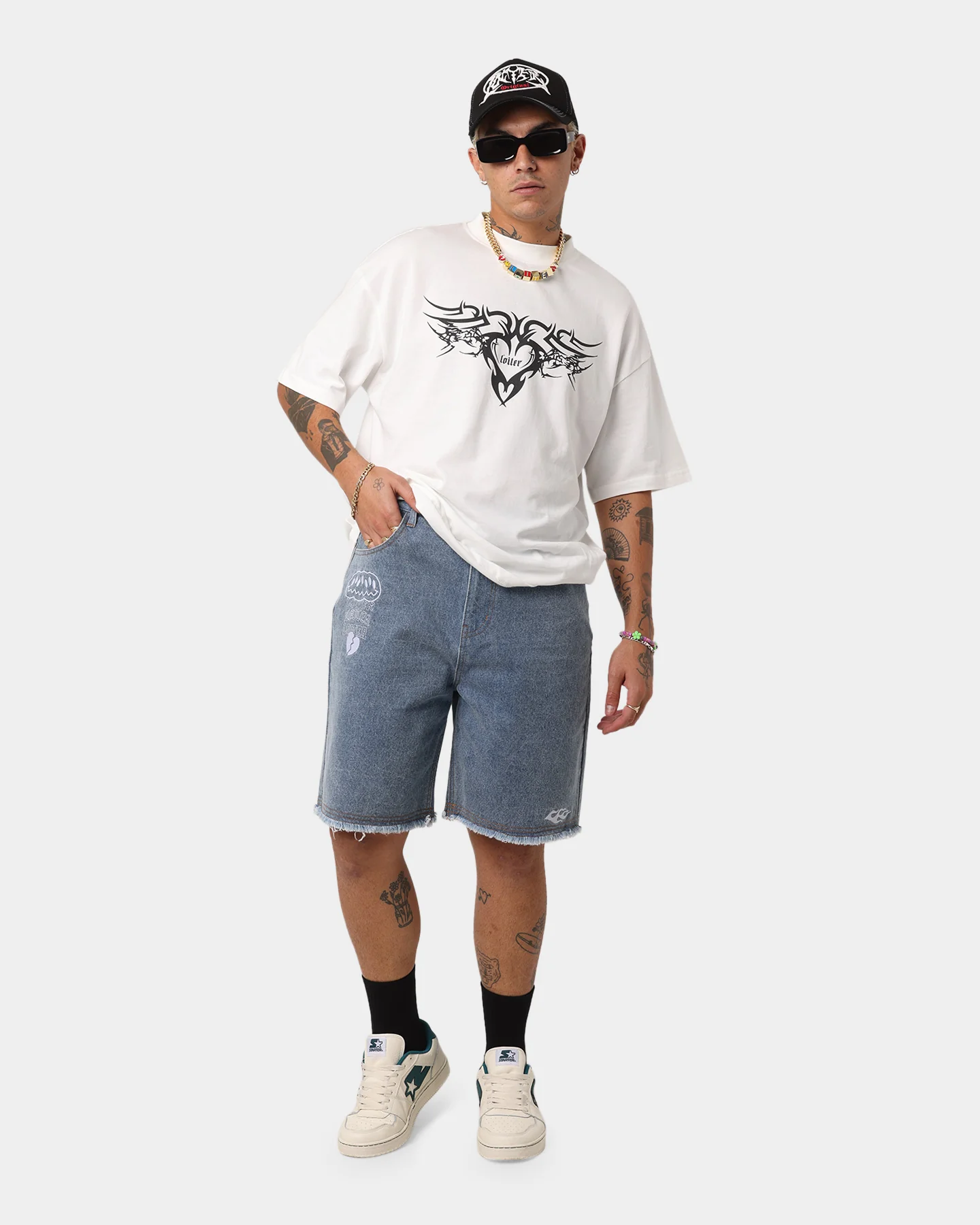 Loiter Freedom Skate Denim Shorts Blue - Image 3