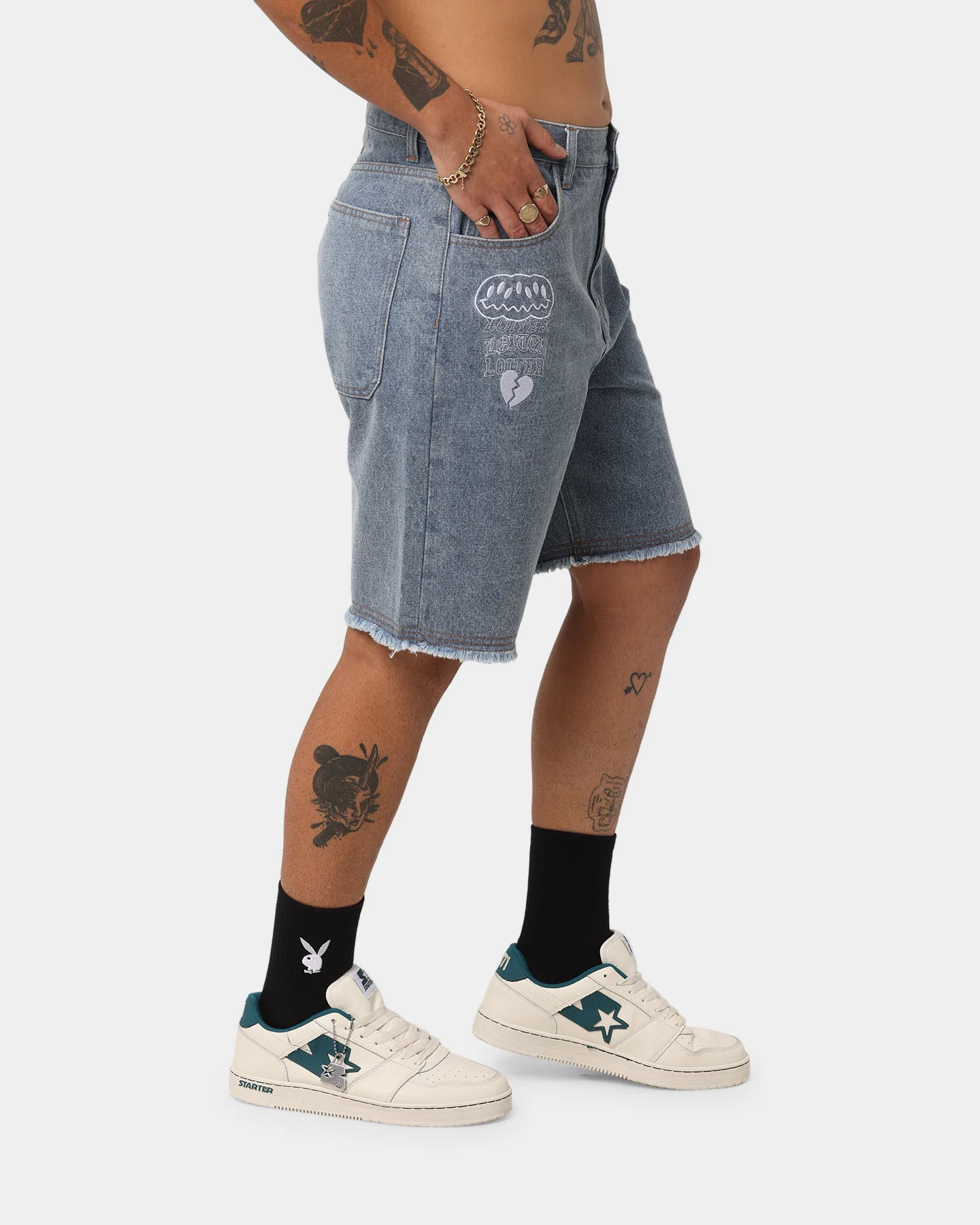 Loiter Freedom Skate Denim Shorts Blue - Image 6