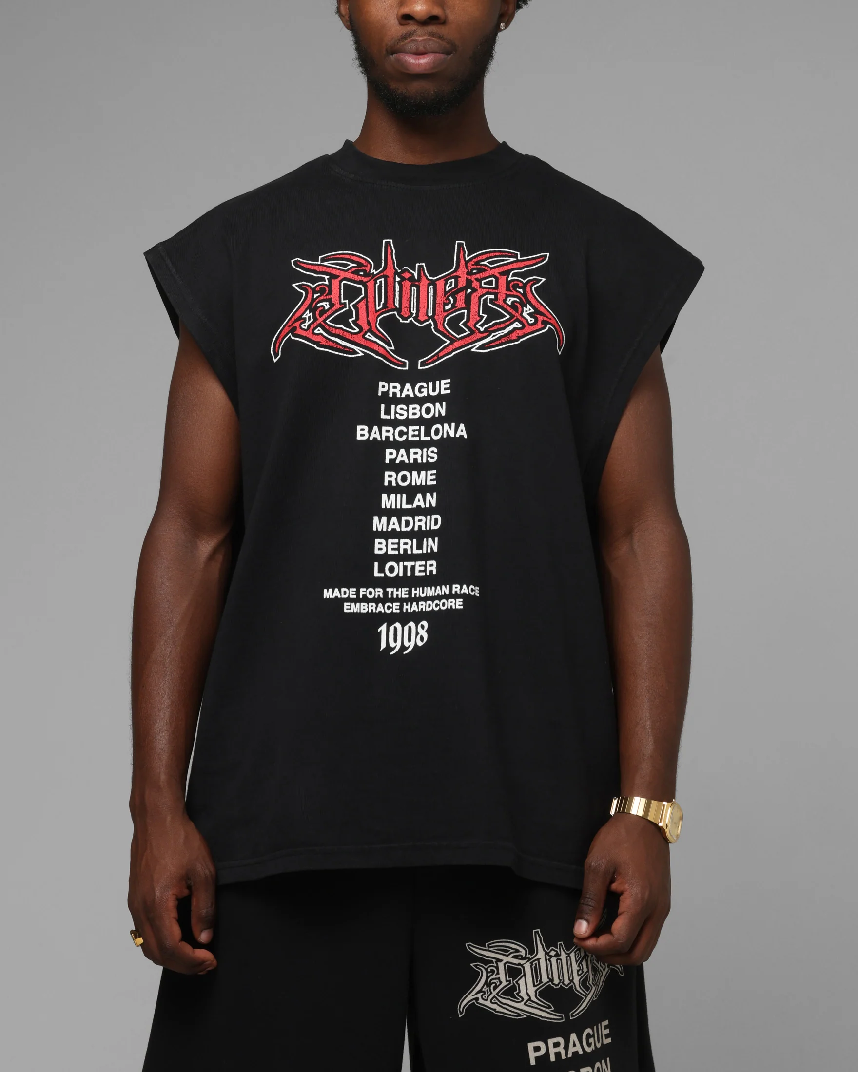 Loiter Hardcore Muscle T-Shirt Washed Black - Image 2