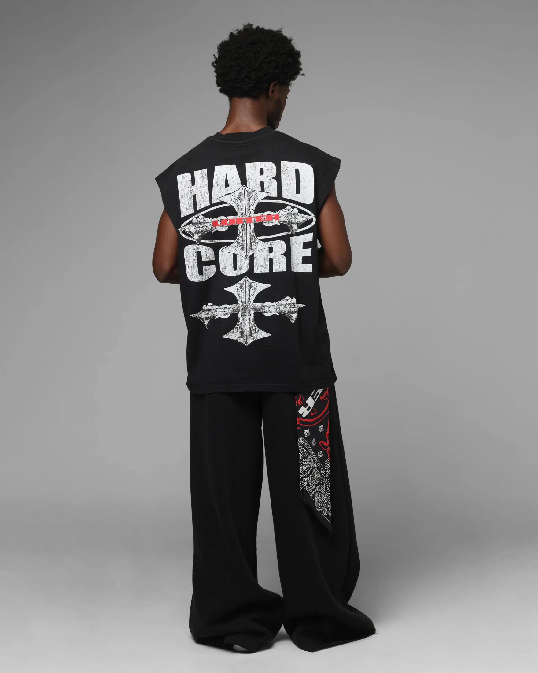 Loiter Hardcore Muscle T-Shirt Washed Black - Image 3