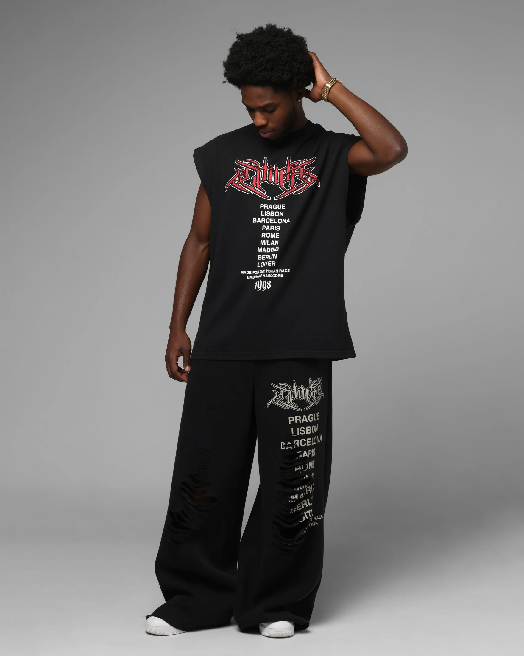 Loiter Hardcore Muscle T-Shirt Washed Black - Image 4