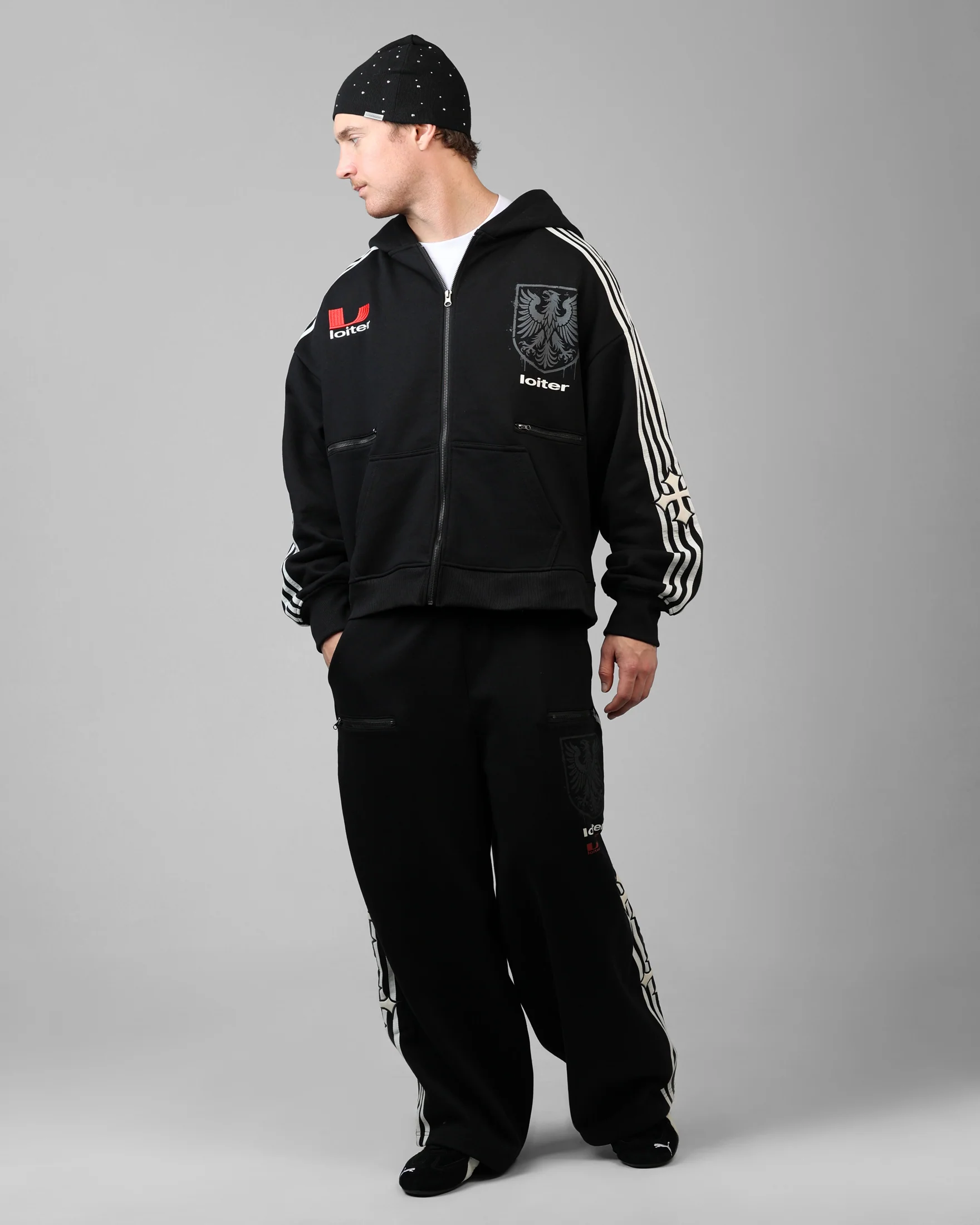 Loiter Imperial Zip Hoodie Black - Image 3