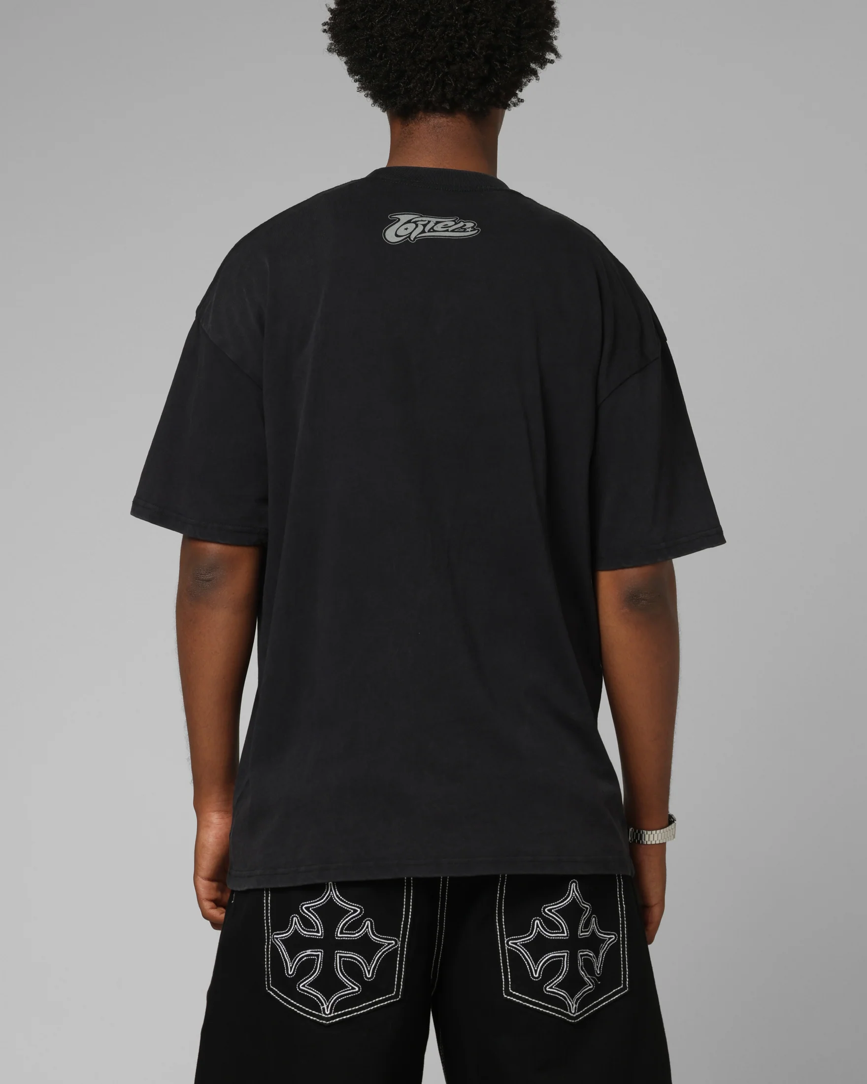 Loiter Jet Stream T-Shirt Black Acidwash - Image 3