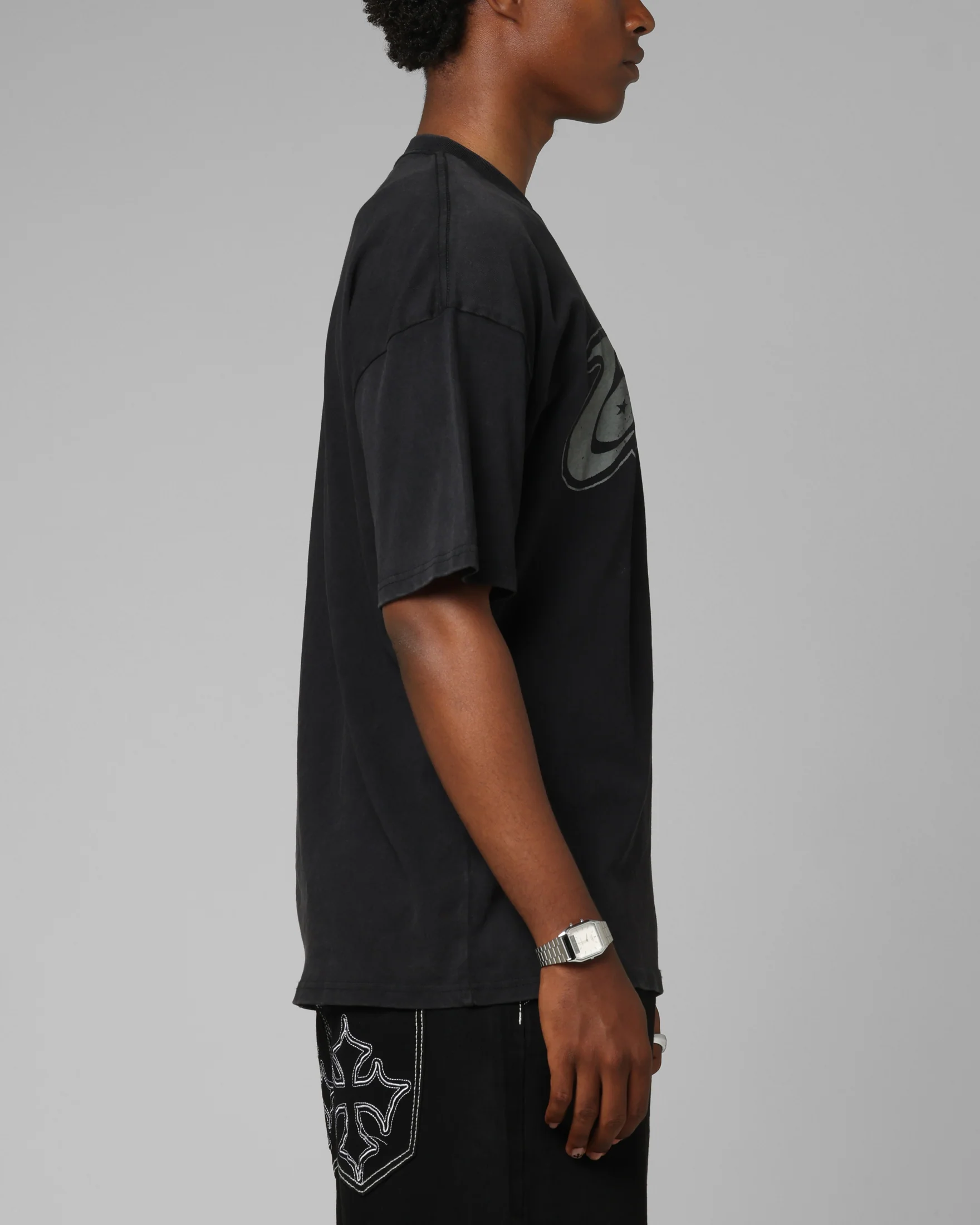Loiter Jet Stream T-Shirt Black Acidwash - Image 4