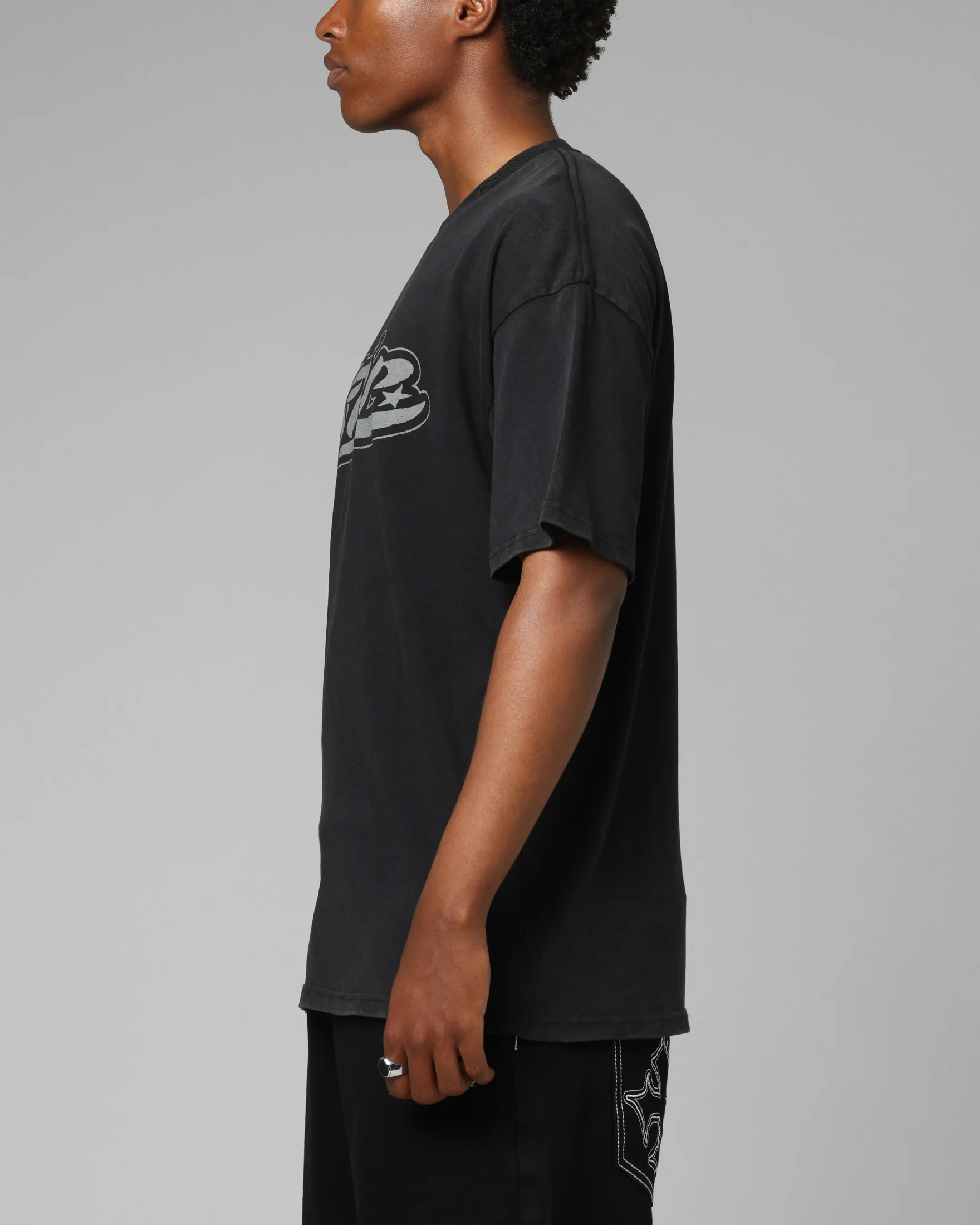Loiter Jet Stream T-Shirt Black Acidwash - Image 5