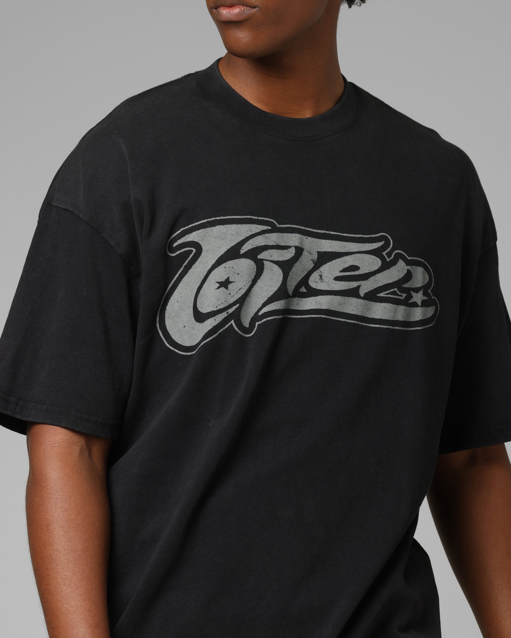 Loiter Jet Stream T-Shirt Black Acidwash - Image 6