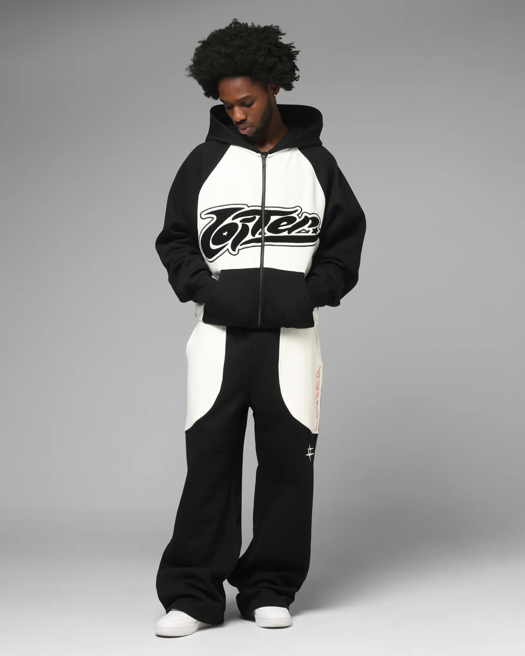 Loiter Jet Stream Zip Hoodie Black/White - Image 3