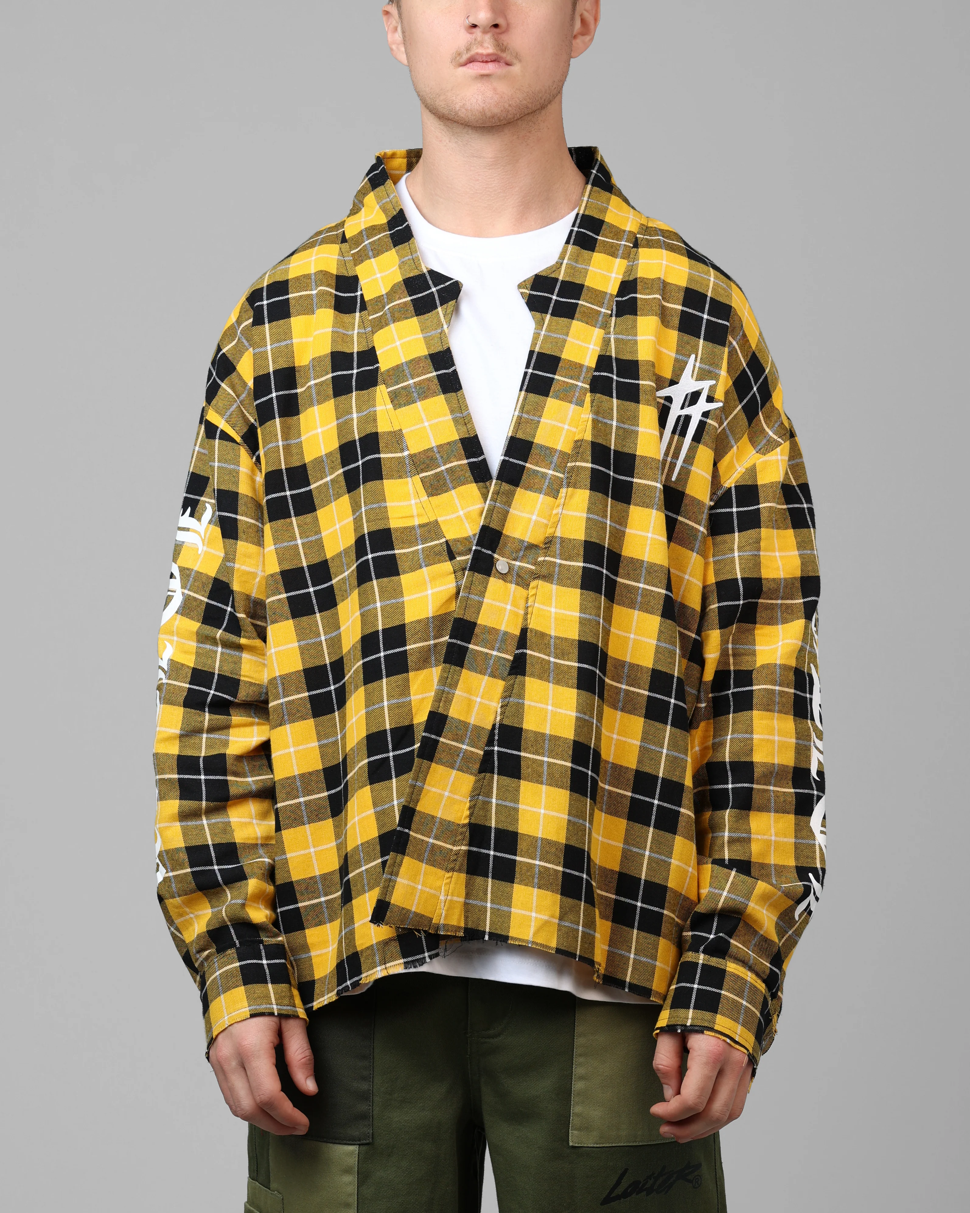 Loiter Kimono Flannel Yellow/Black - Image 2