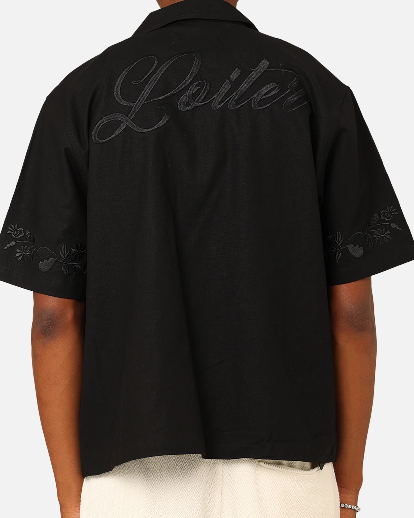 Loiter Oasis Embroidered Button Up Shirt Black - Image 5