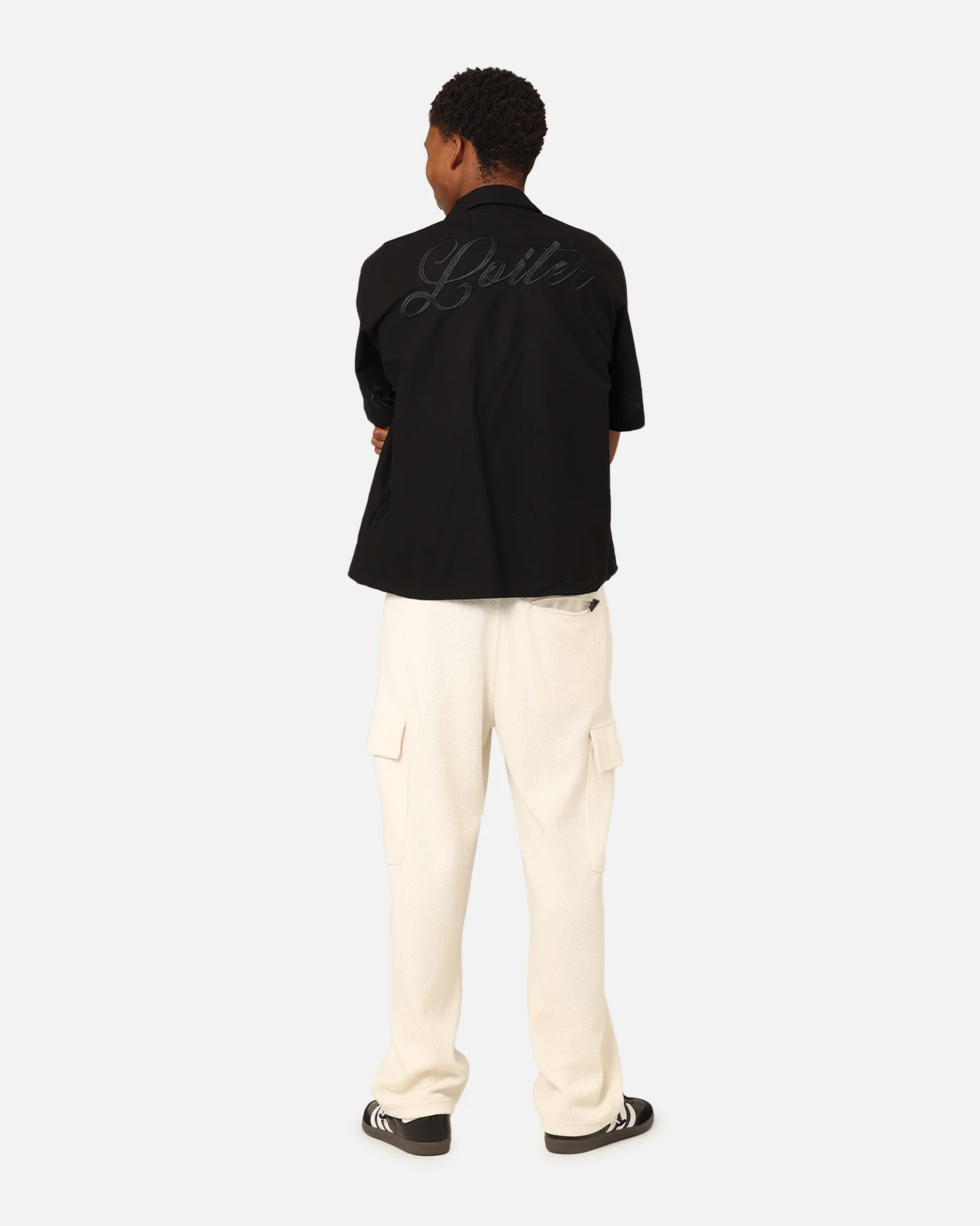 Loiter Oasis Embroidered Button Up Shirt Black - Image 8