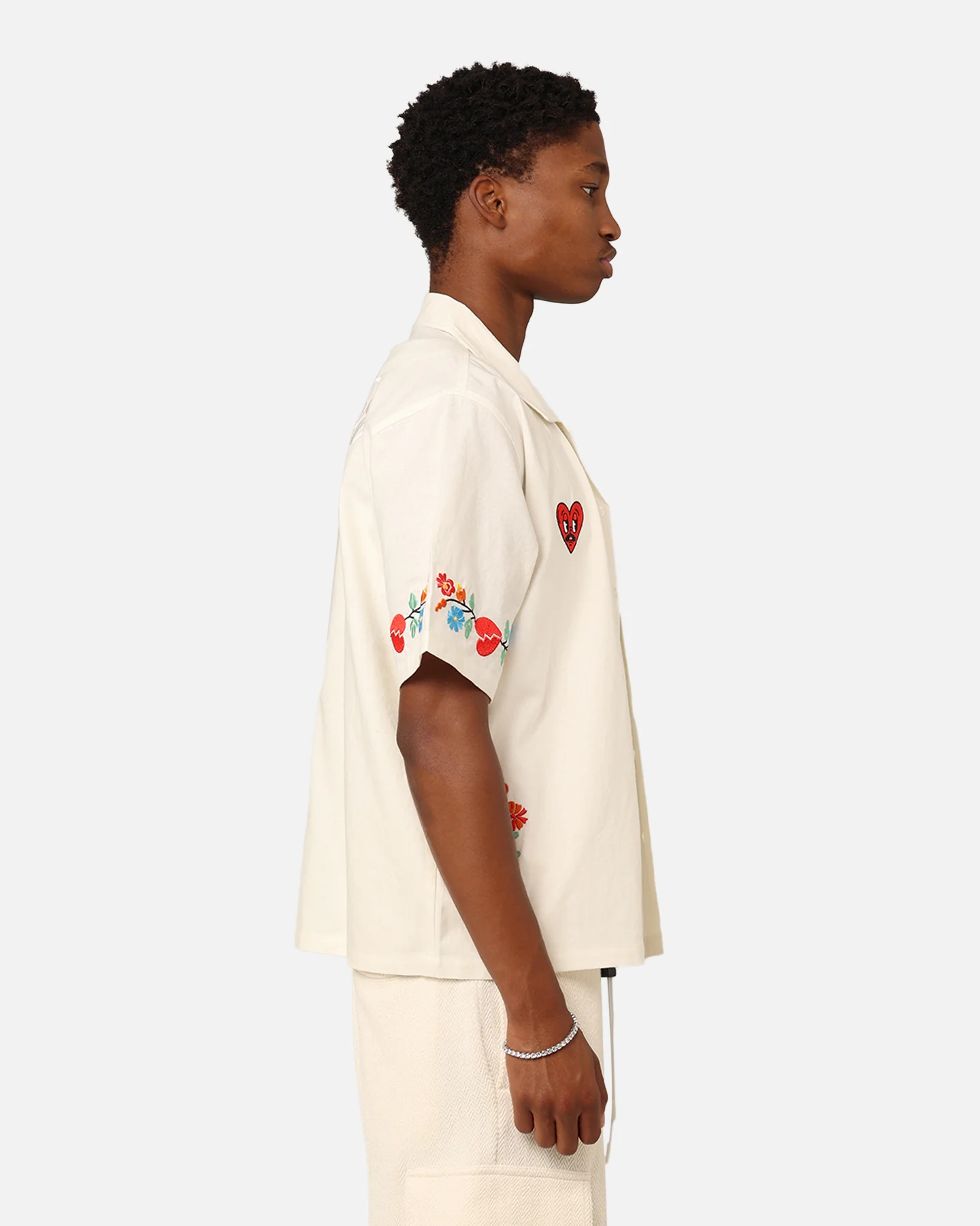 Loiter Oasis Embroidered Button Up Shirt Ecru - Image 6