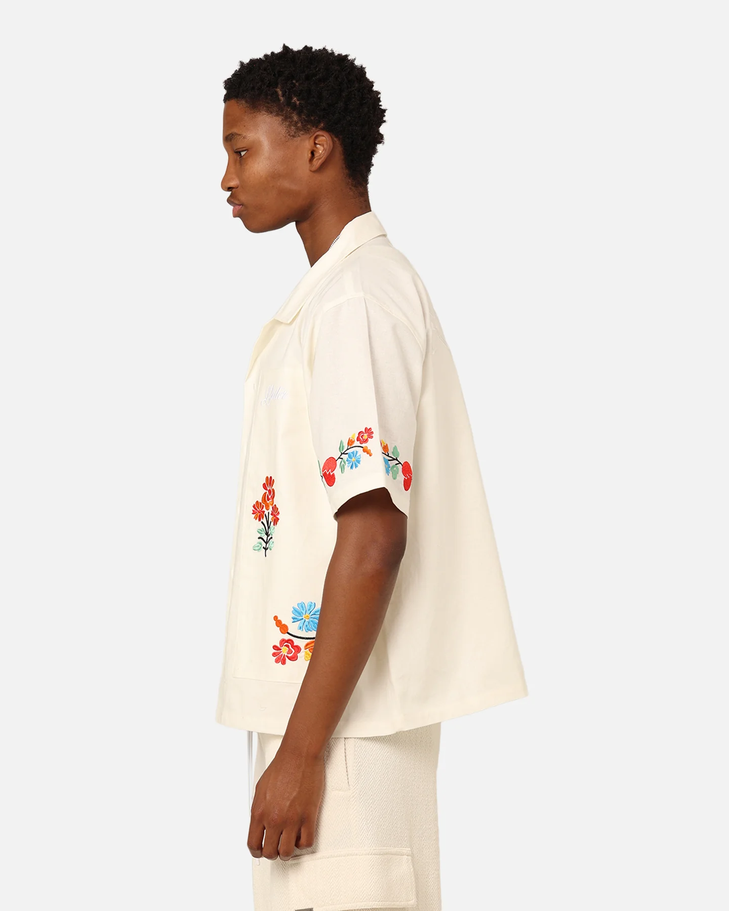 Loiter Oasis Embroidered Button Up Shirt Ecru - Image 7