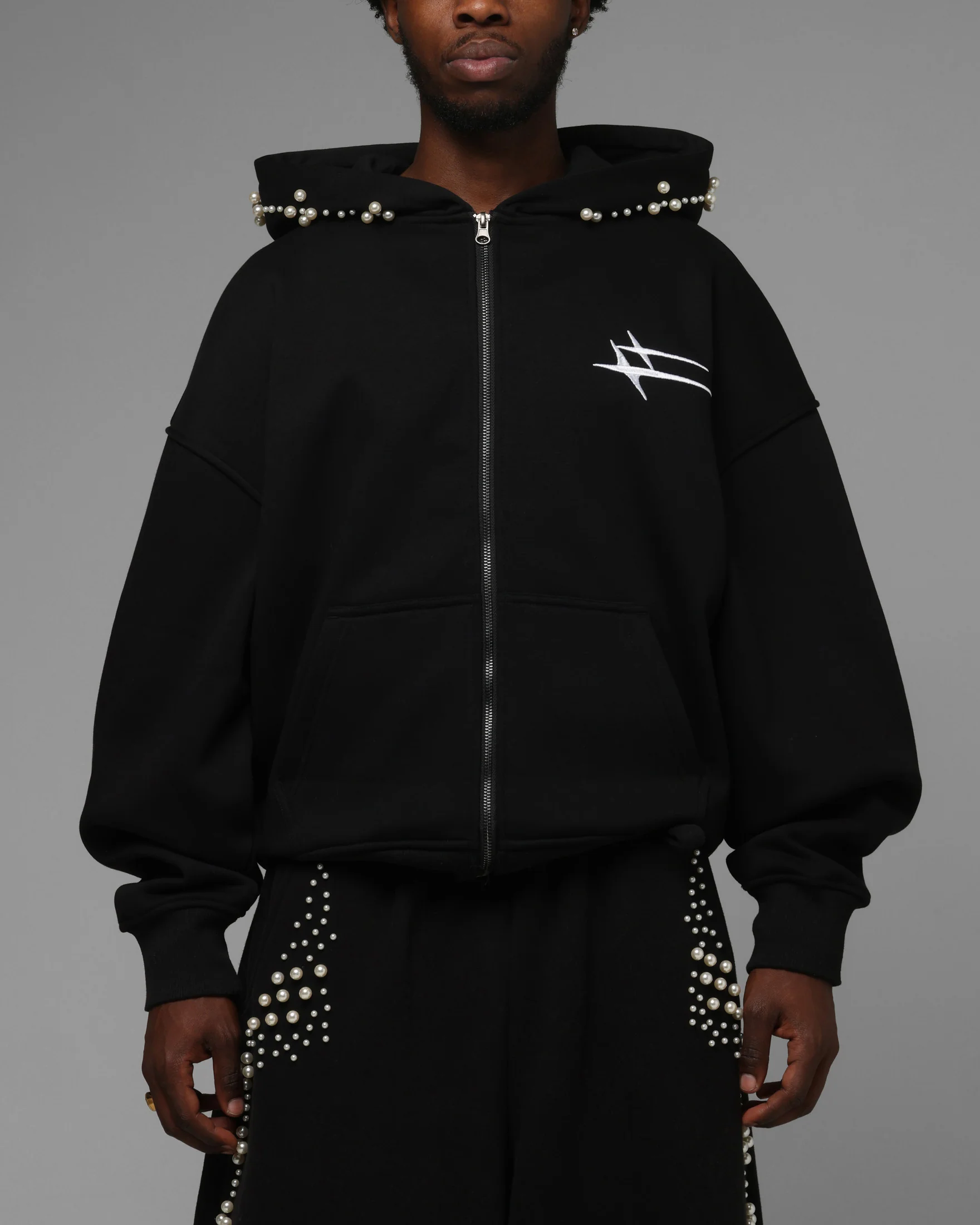Loiter Pearl Zip Hoodie Black - Image 2