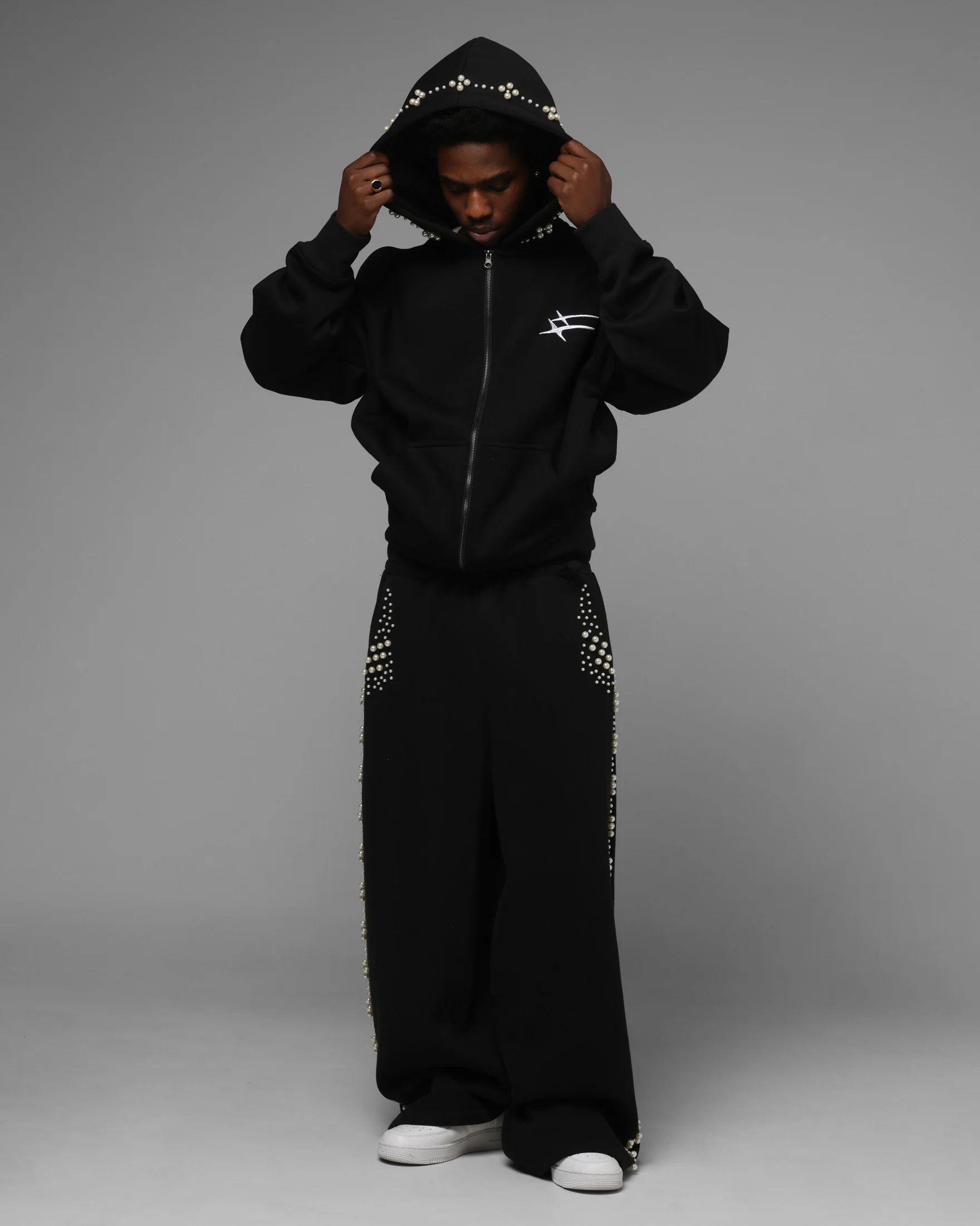 Loiter Pearl Zip Hoodie Black - Image 3