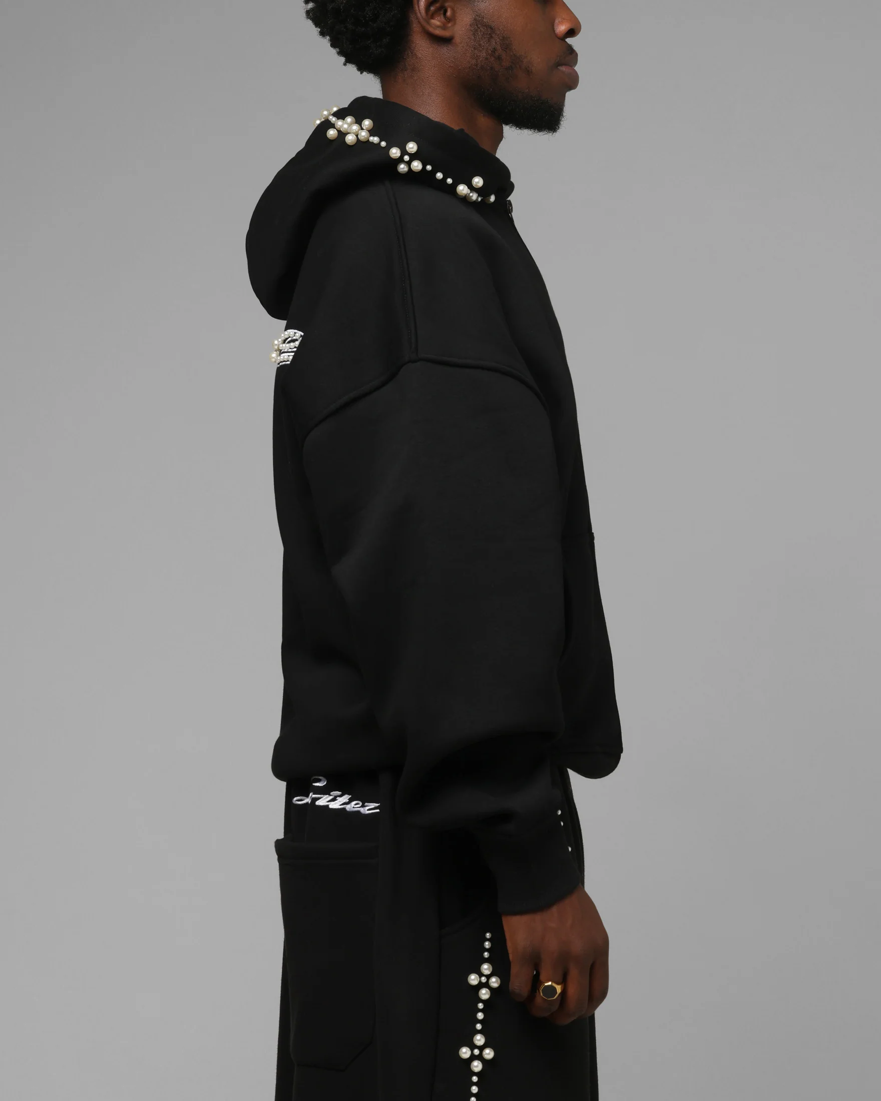 Loiter Pearl Zip Hoodie Black - Image 5