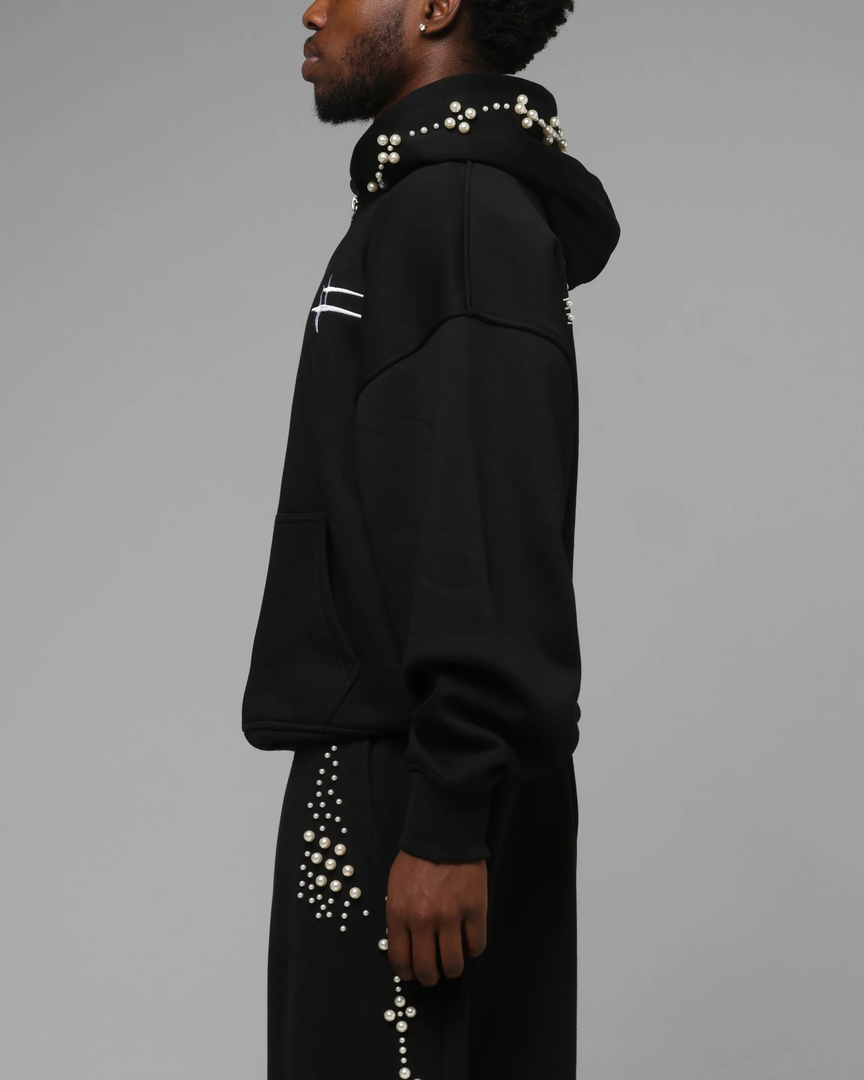 Loiter Pearl Zip Hoodie Black - Image 6