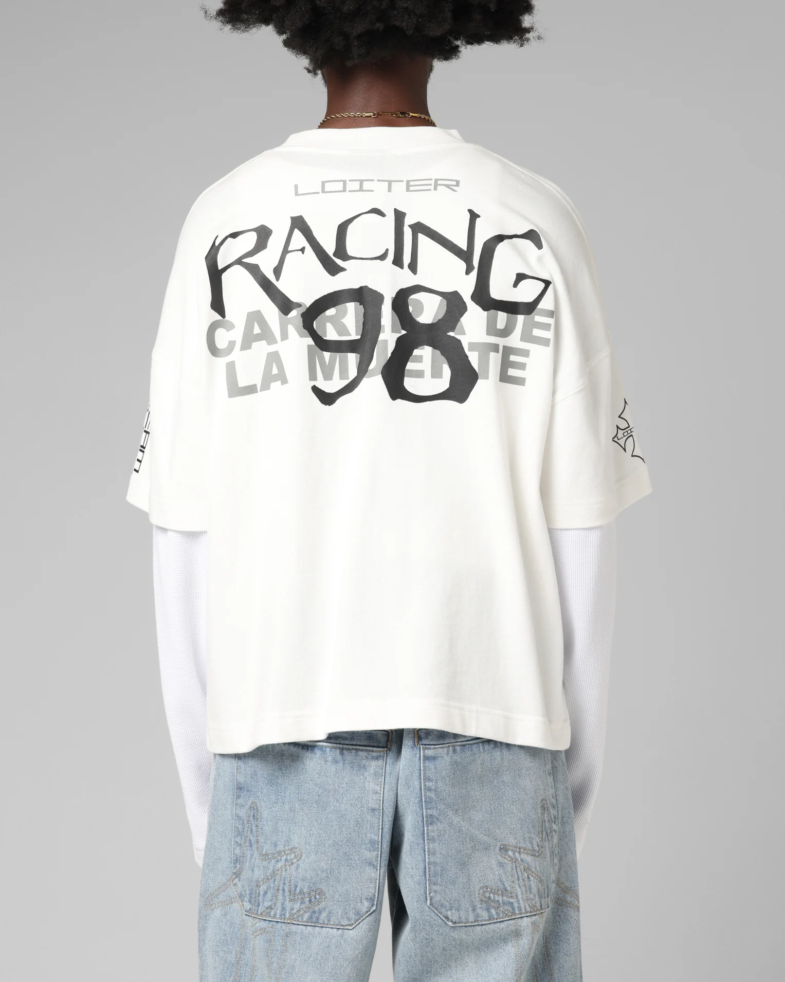 Loiter Performance Layered Long Sleeve T-Shirt Off White - Image 2