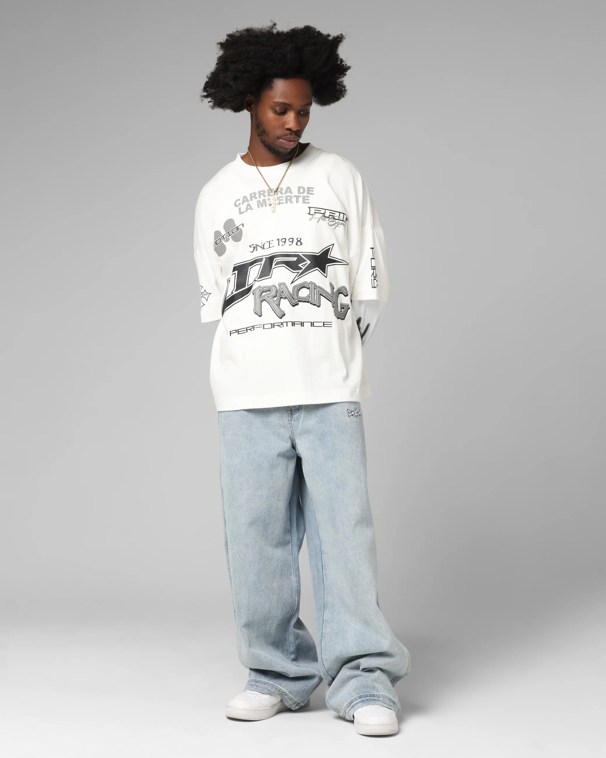Loiter Performance Layered Long Sleeve T-Shirt Off White - Image 3