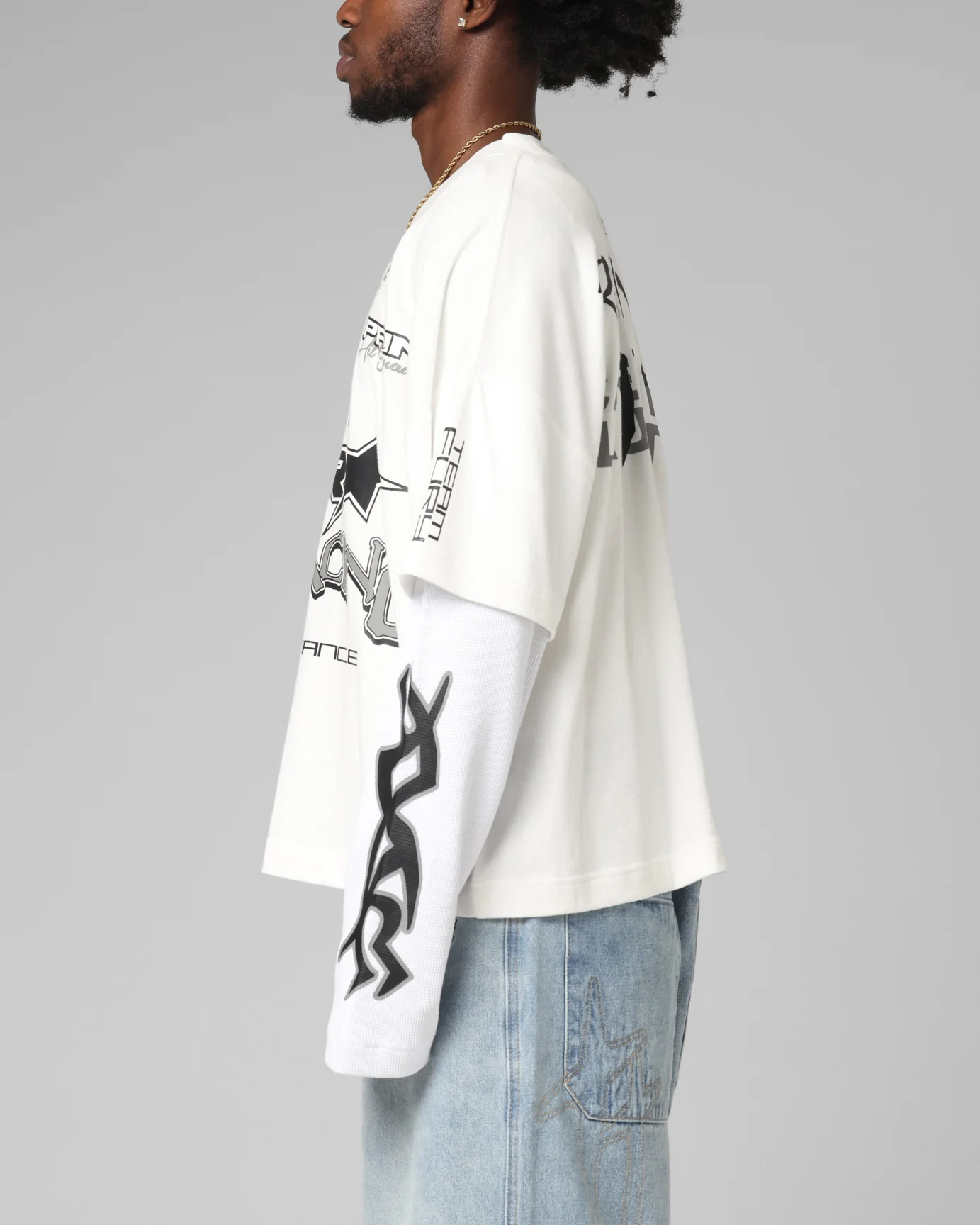 Loiter Performance Layered Long Sleeve T-Shirt Off White - Image 6