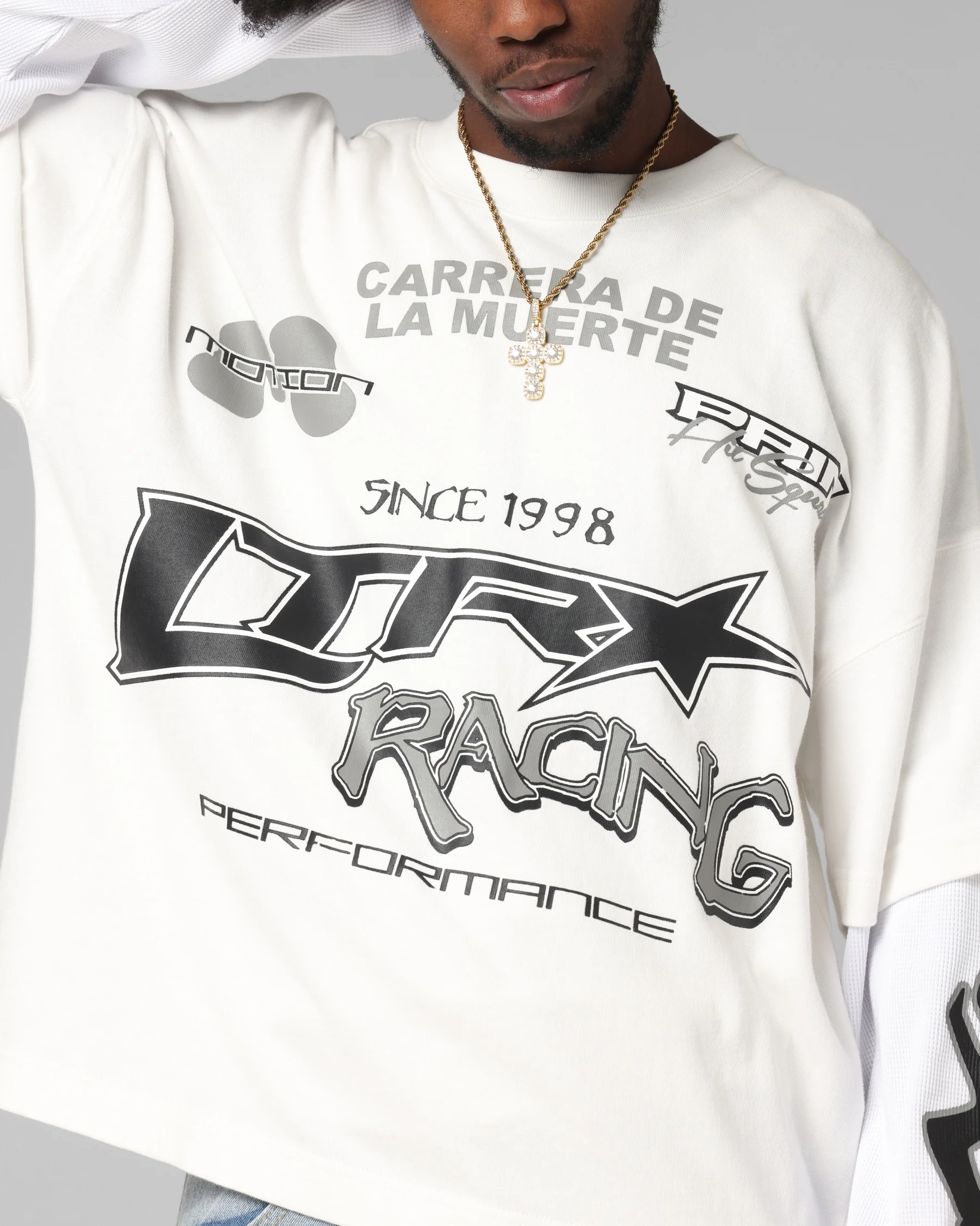 Loiter Performance Layered Long Sleeve T-Shirt Off White - Image 7