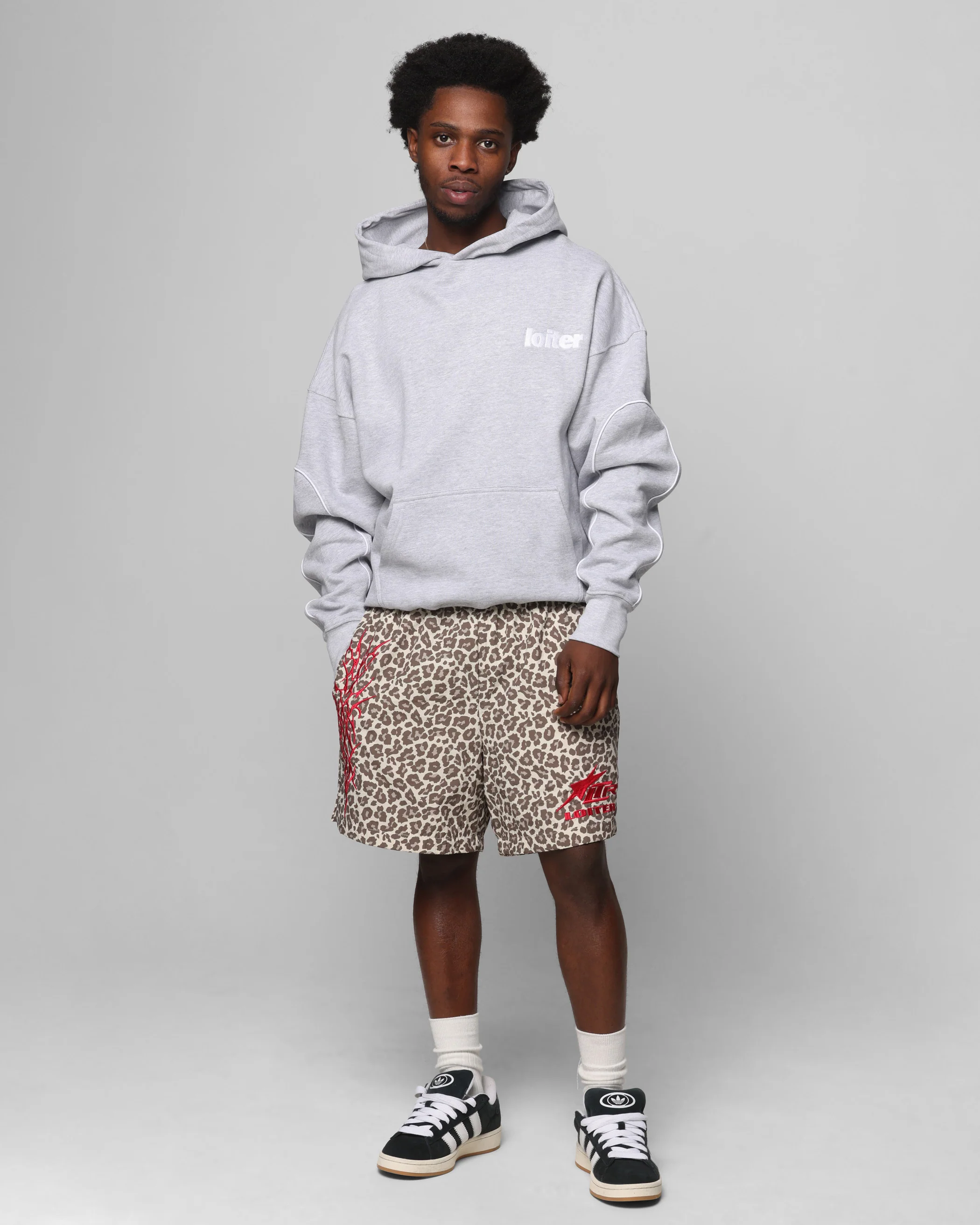 Loiter Pin Line Premium Hoodie Grey Marle - Image 4