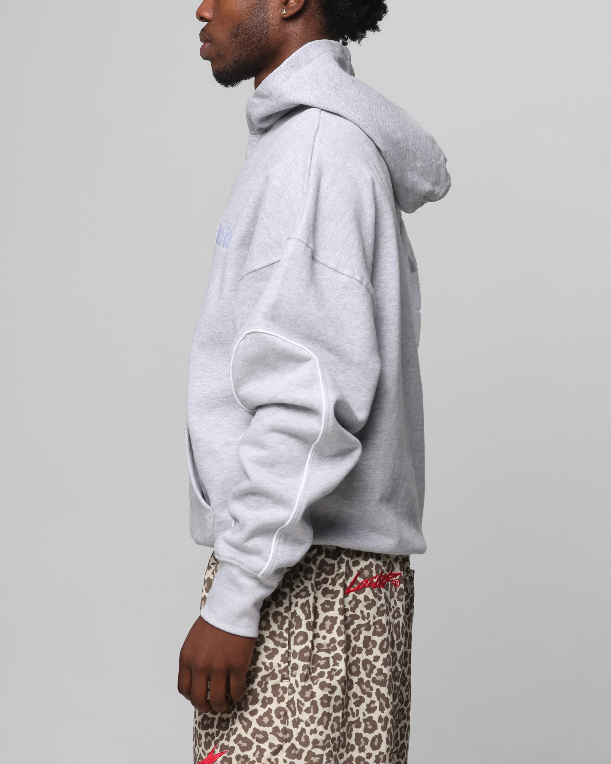 Loiter Pin Line Premium Hoodie Grey Marle - Image 6