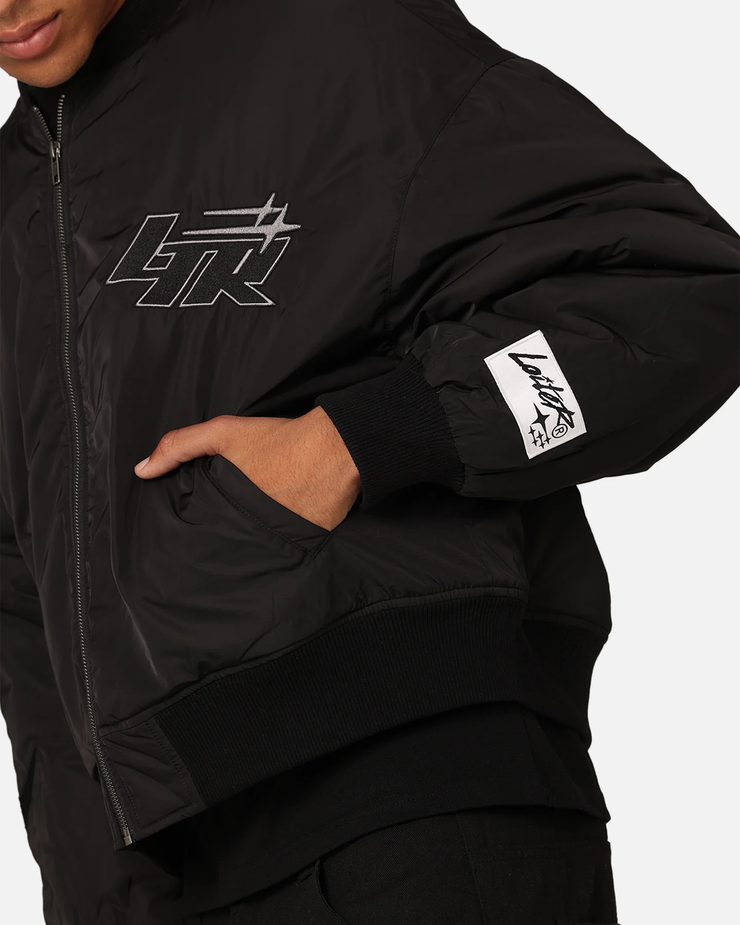 Loiter Shadow Cropped Bomber Jacket Black - Image 10