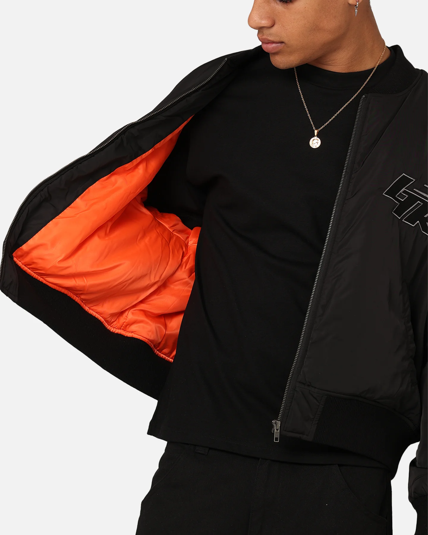 Loiter Shadow Cropped Bomber Jacket Black - Image 11