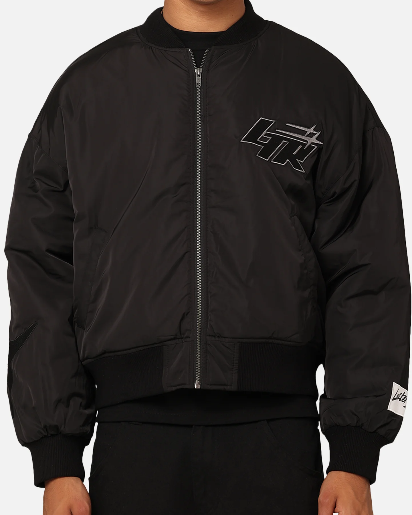 Loiter Shadow Cropped Bomber Jacket Black - Image 4