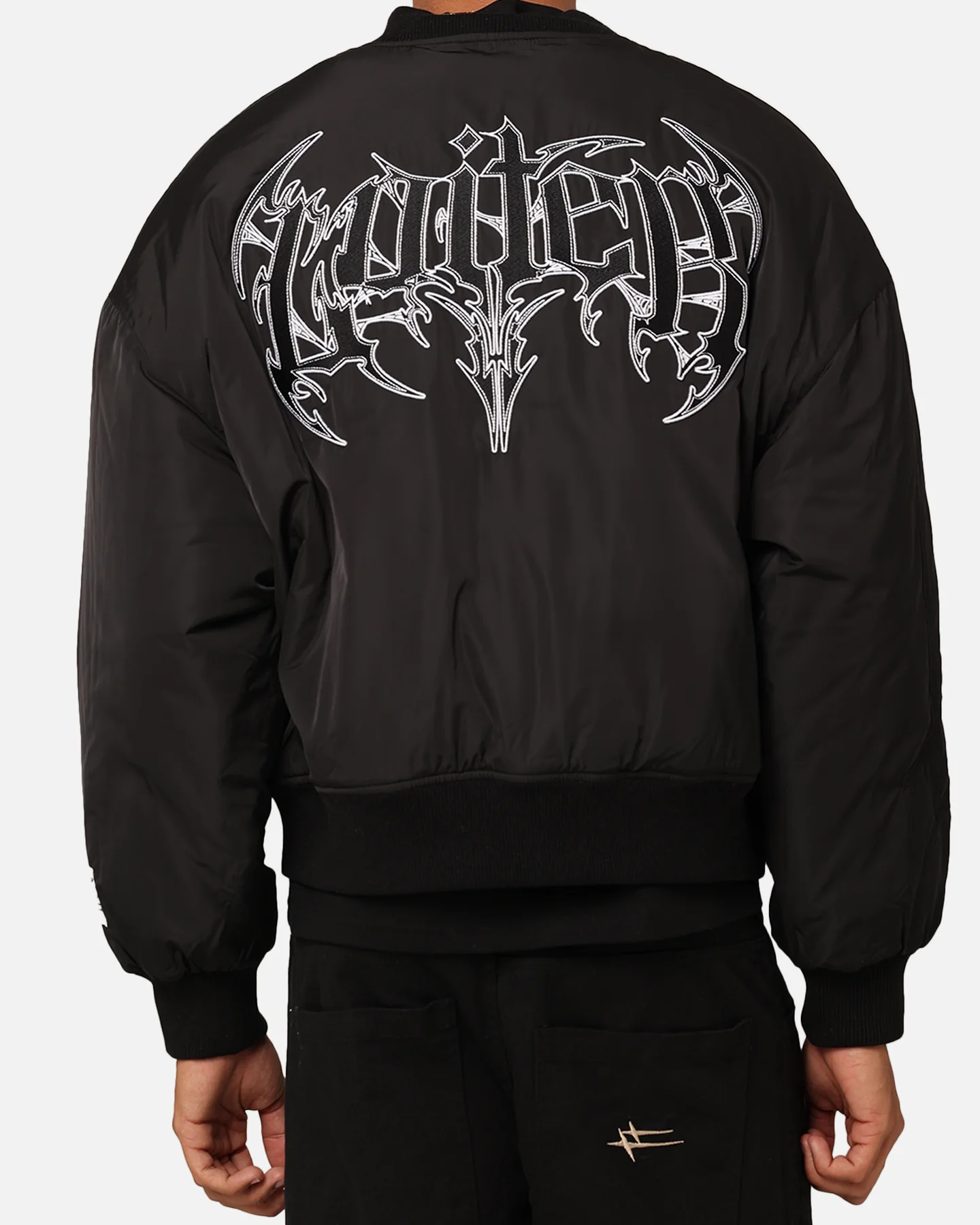 Loiter Shadow Cropped Bomber Jacket Black - Image 5