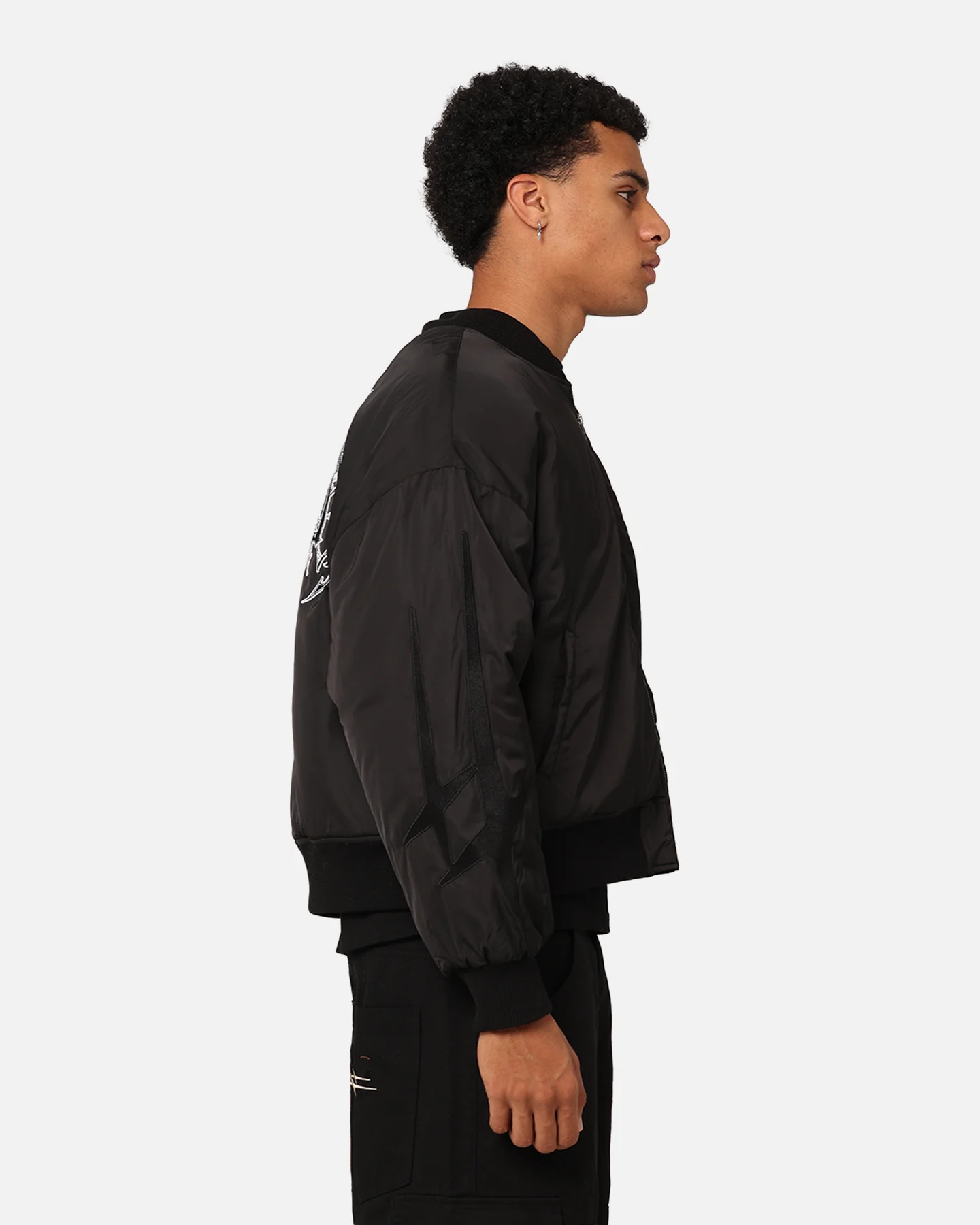 Loiter Shadow Cropped Bomber Jacket Black - Image 6