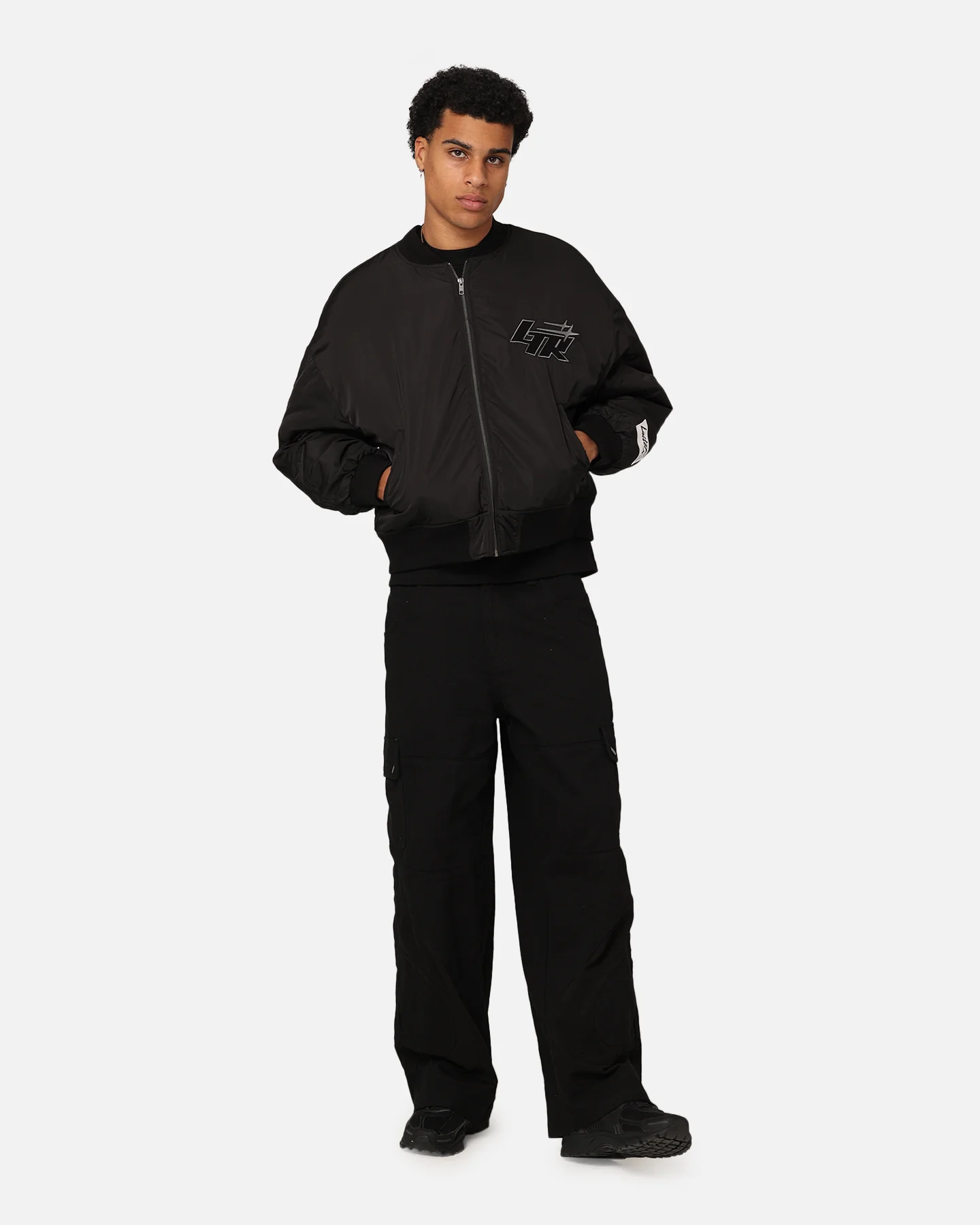 Loiter Shadow Cropped Bomber Jacket Black - Image 8