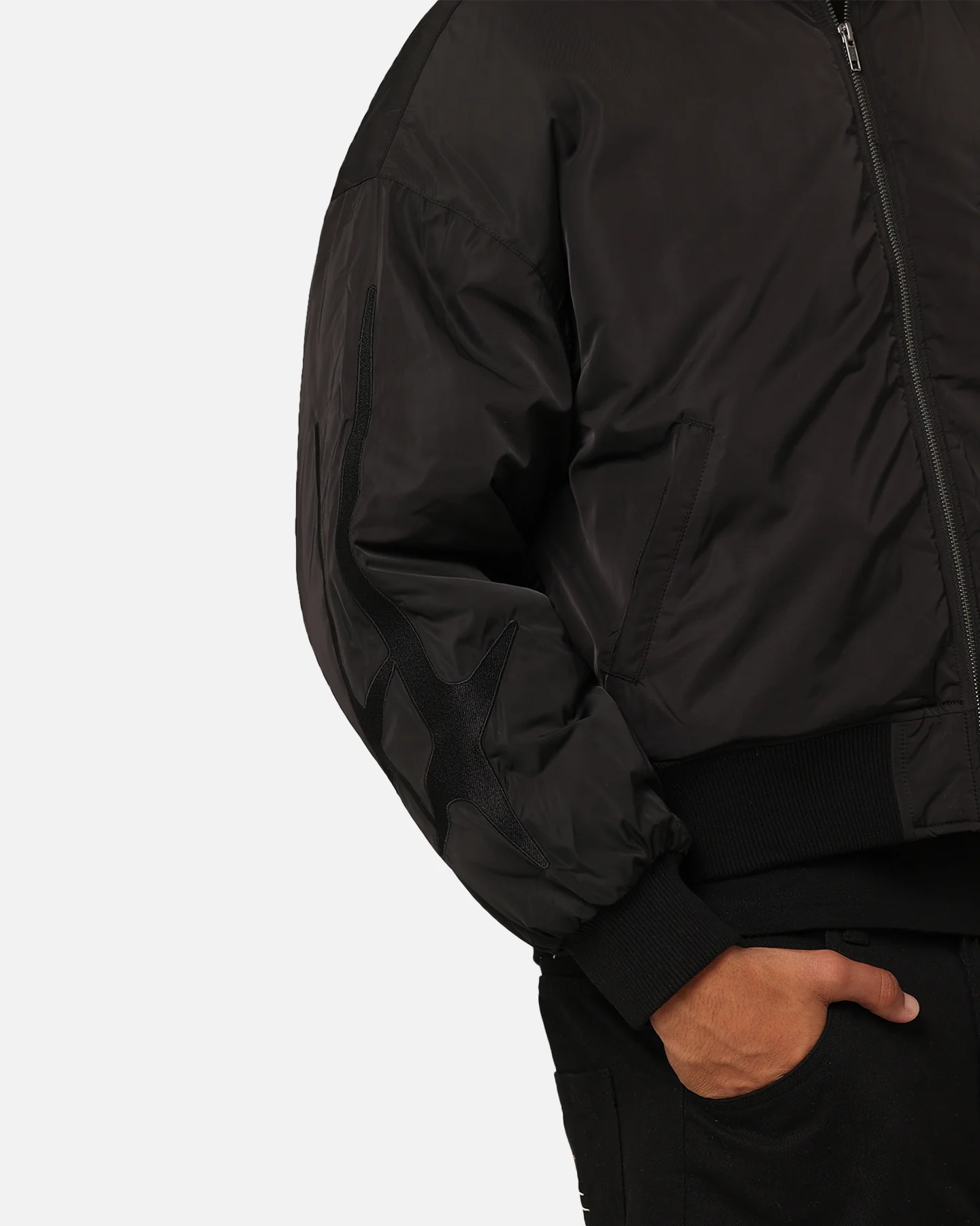 Loiter Shadow Cropped Bomber Jacket Black - Image 9