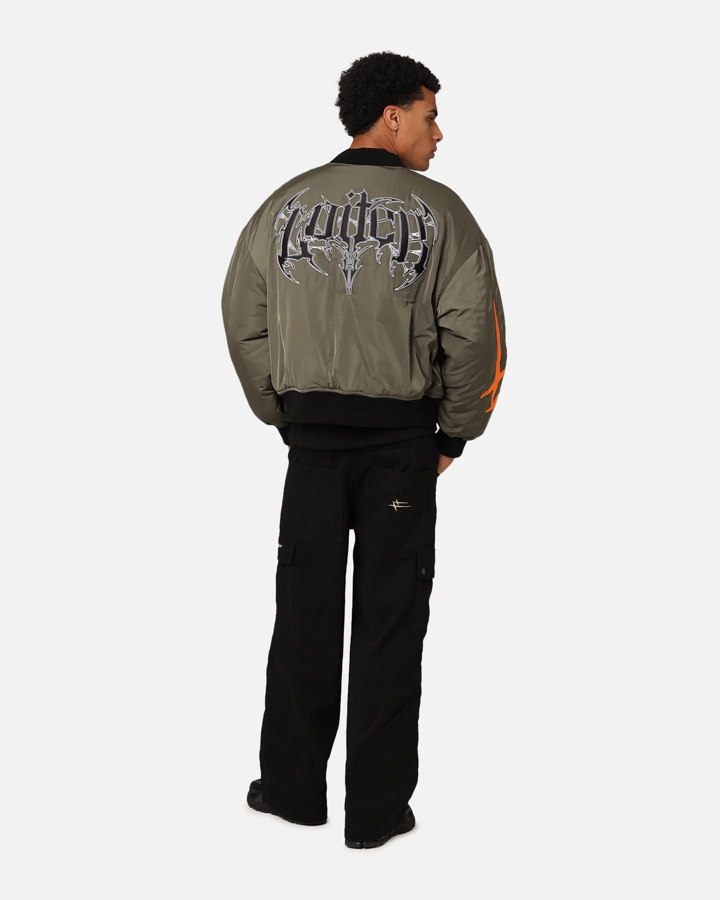 Loiter Shadow Cropped Bomber Jacket Khaki - Image 3