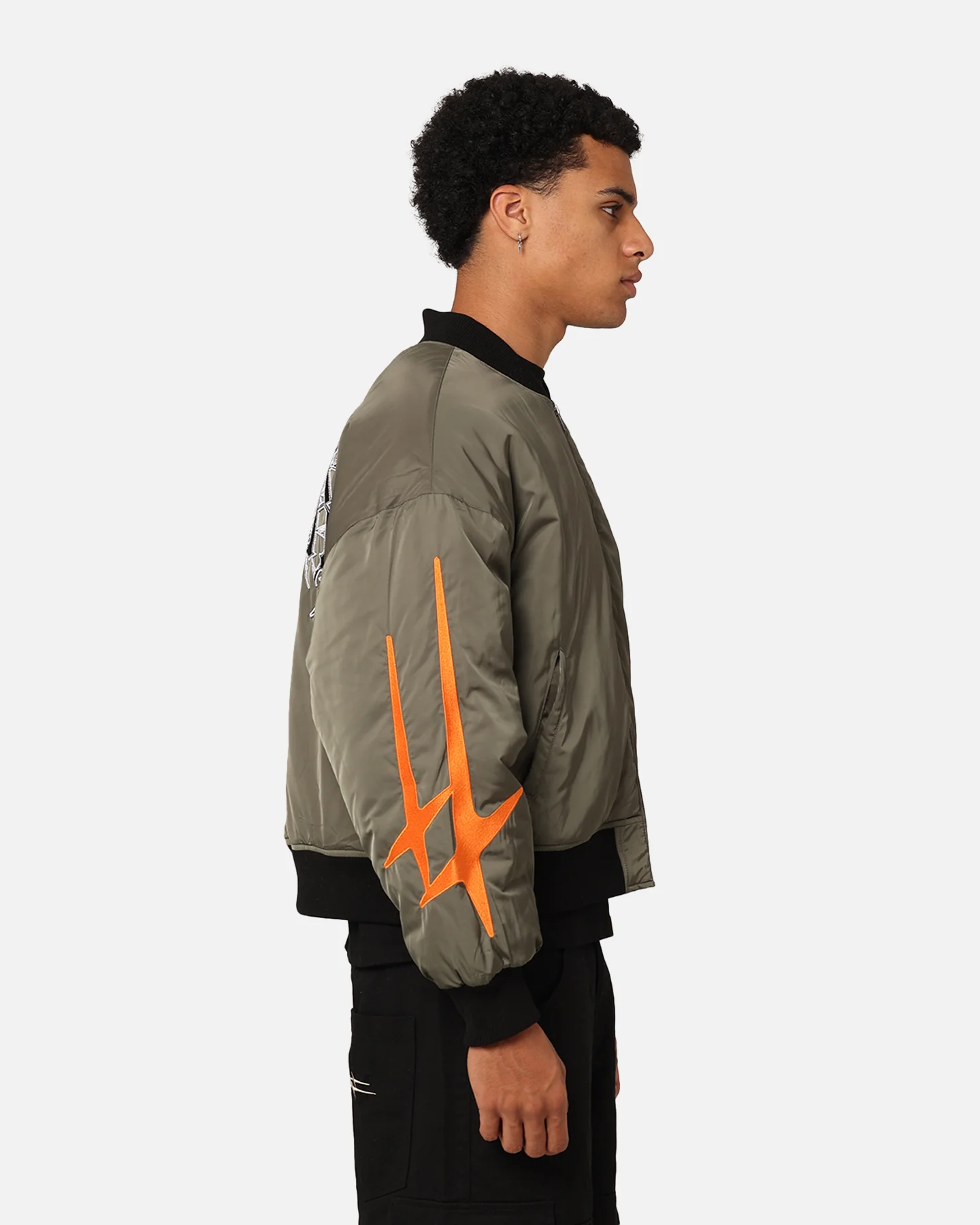 Loiter Shadow Cropped Bomber Jacket Khaki - Image 7