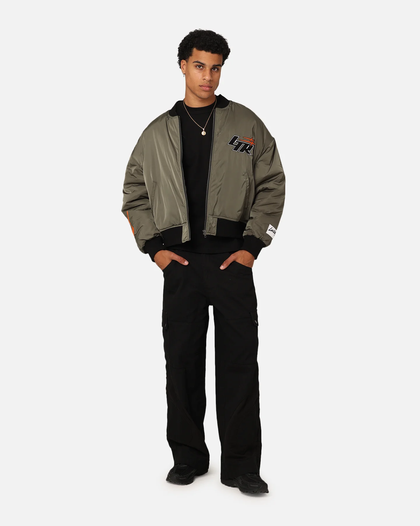 Loiter Shadow Cropped Bomber Jacket Khaki - Image 9