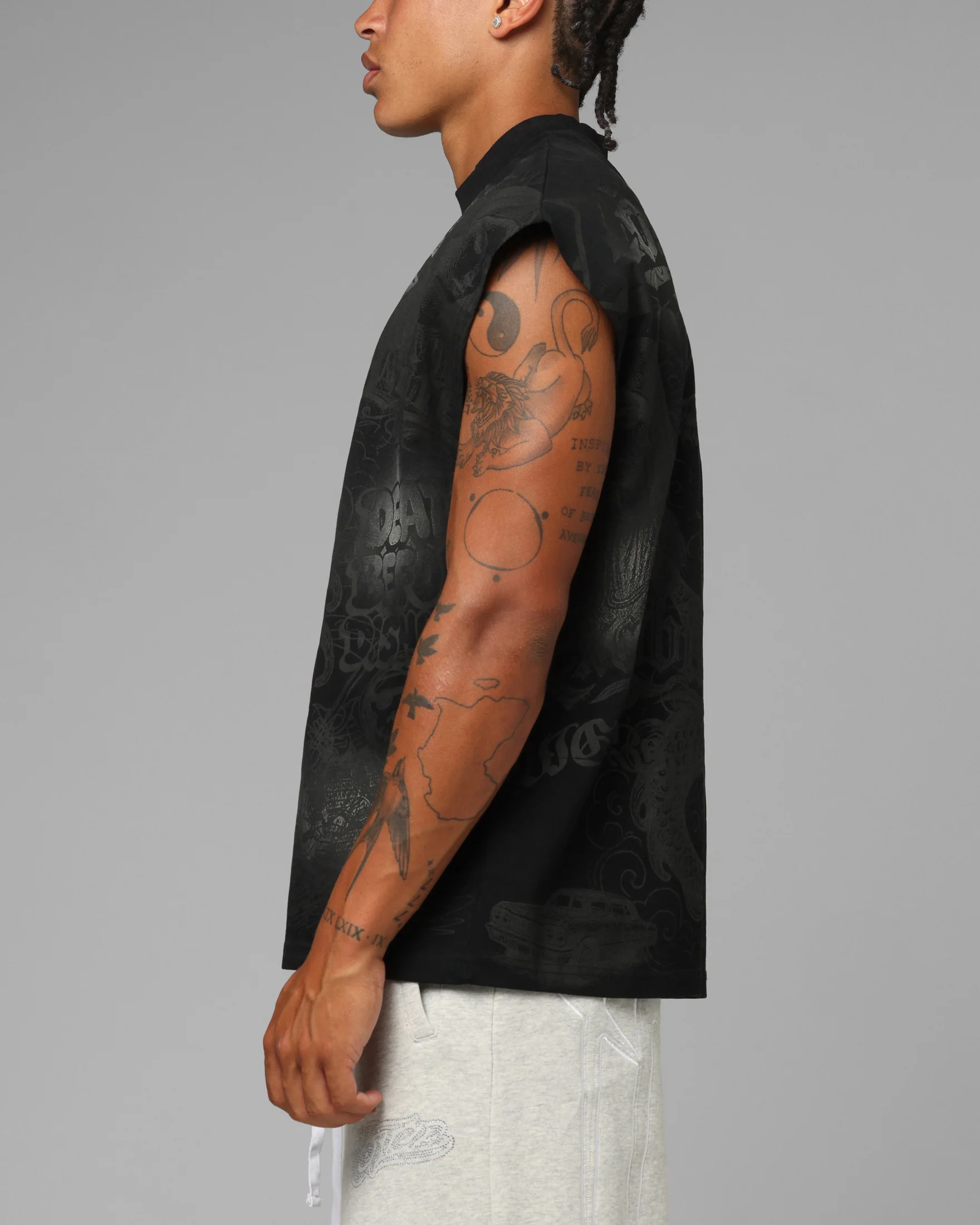 Loiter Sketch Book Muscle T-Shirt Black - Image 6