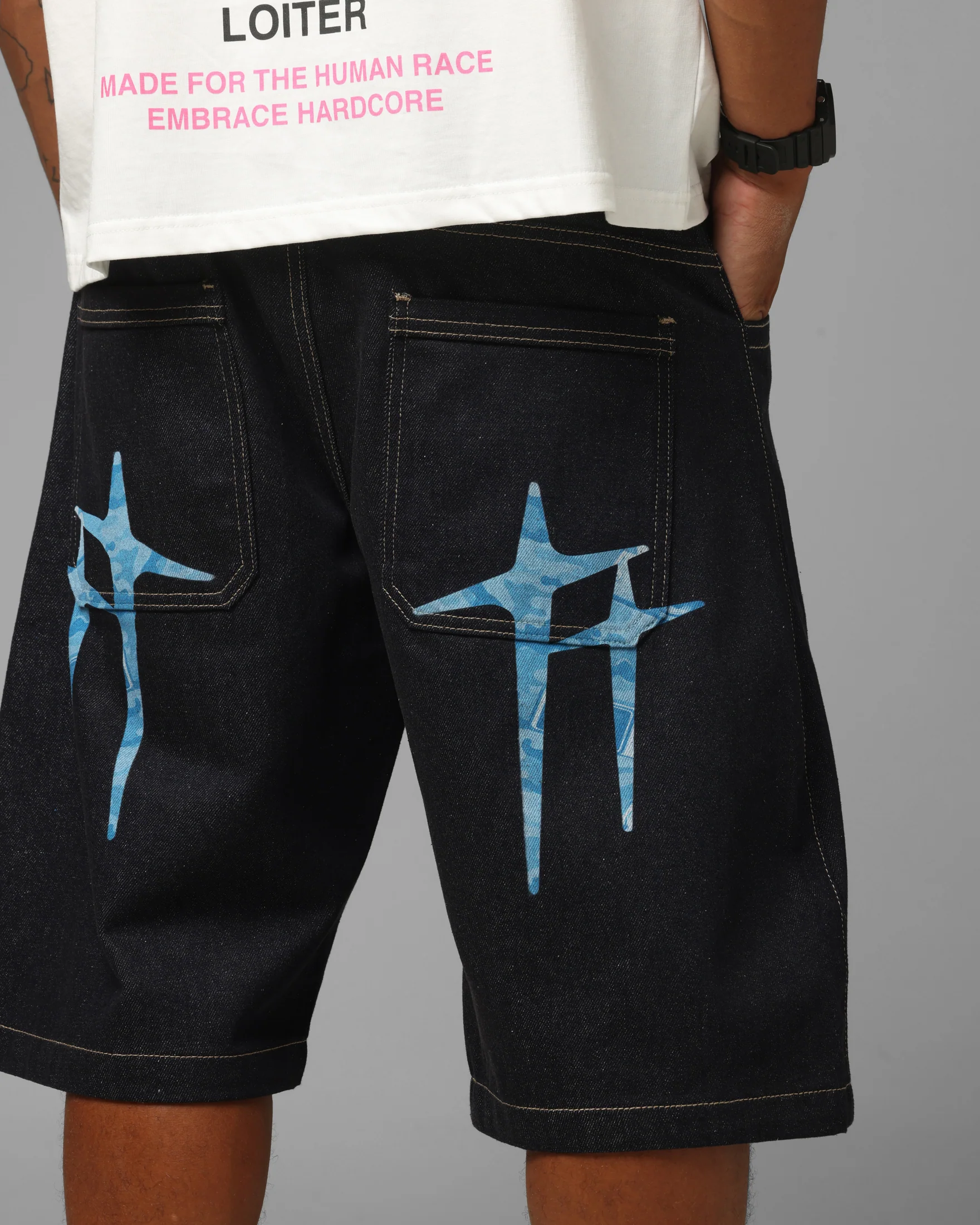 Loiter Star Born Camo Jorts Indigo - Image 4