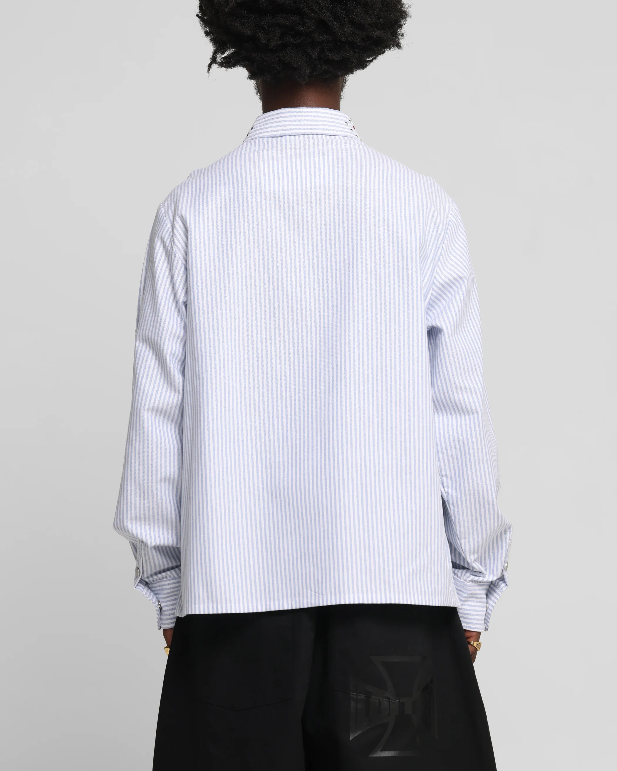 Loiter Western Long Sleeve Button Up Shirt Blue/White - Image 3