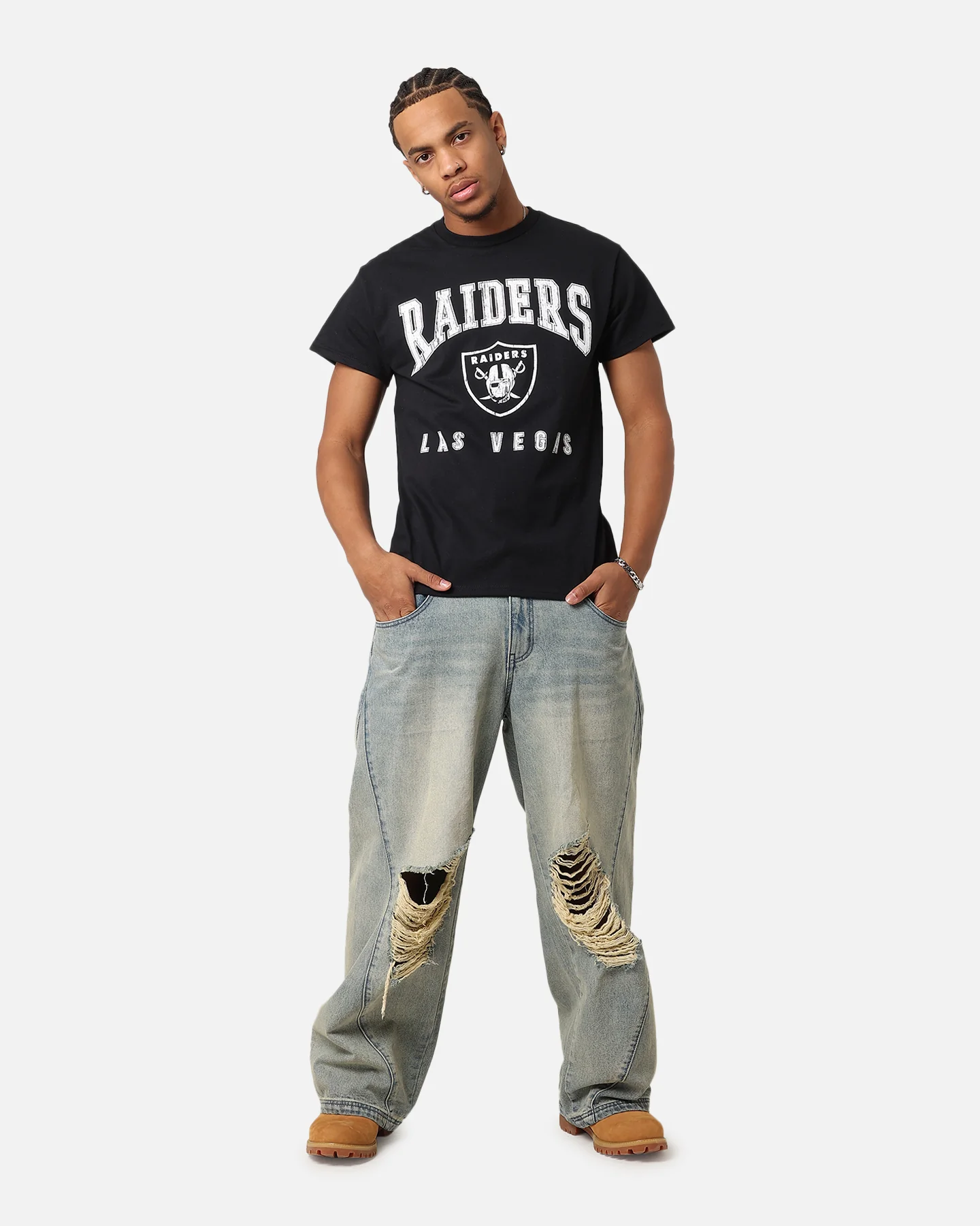 Majestic Athletic Las Vegas Raiders Blecker Team Arch T-Shirt Black - Image 2