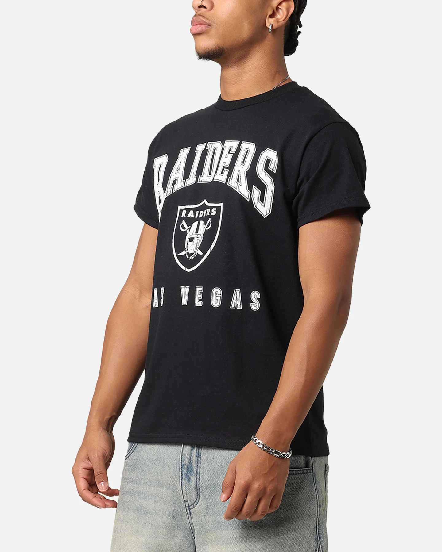 Majestic Athletic Las Vegas Raiders Blecker Team Arch T-Shirt Black - Image 4