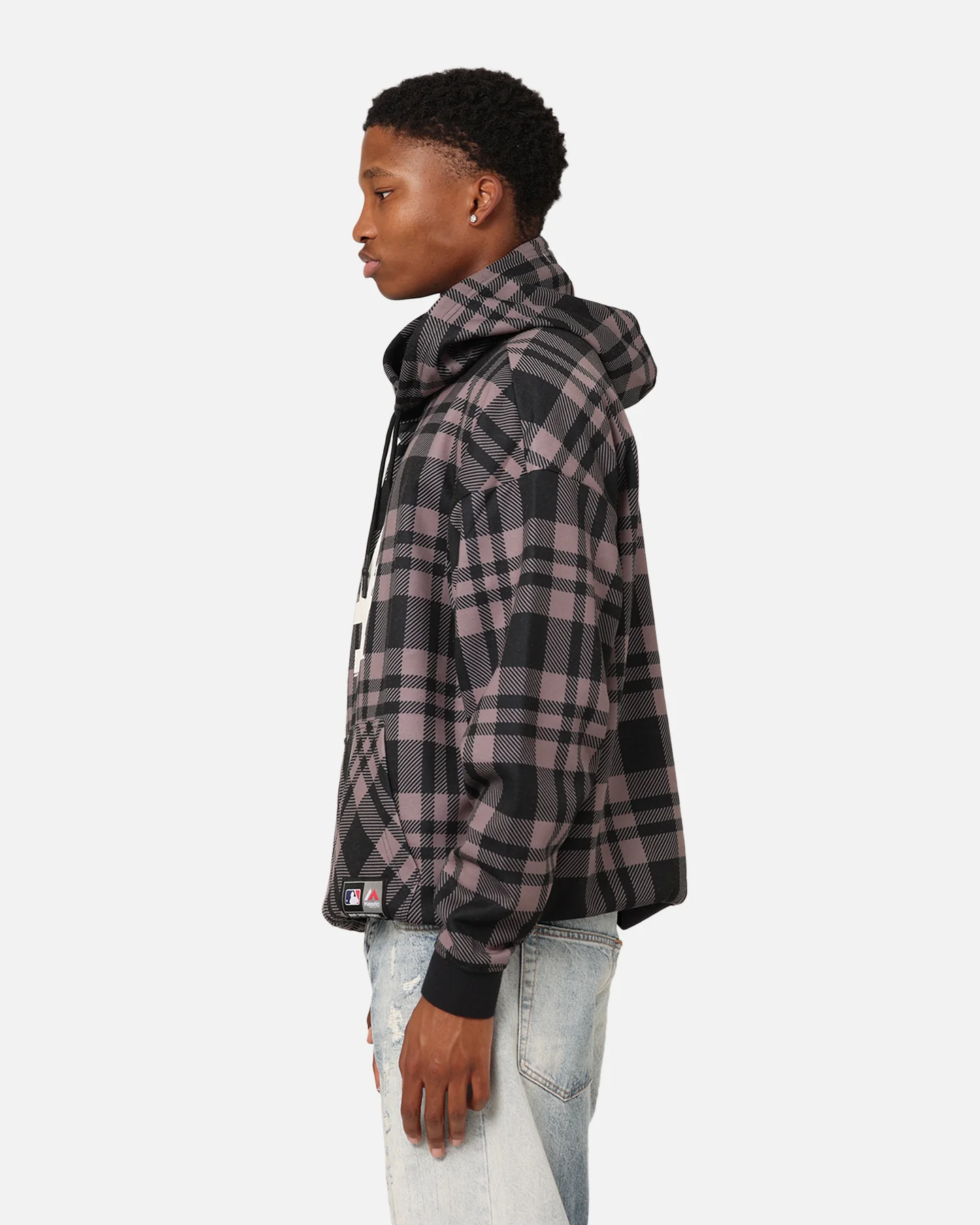 Majestic Athletic Los Angeles Dodgers Check Logo Hoodie Faded Black - Image 6
