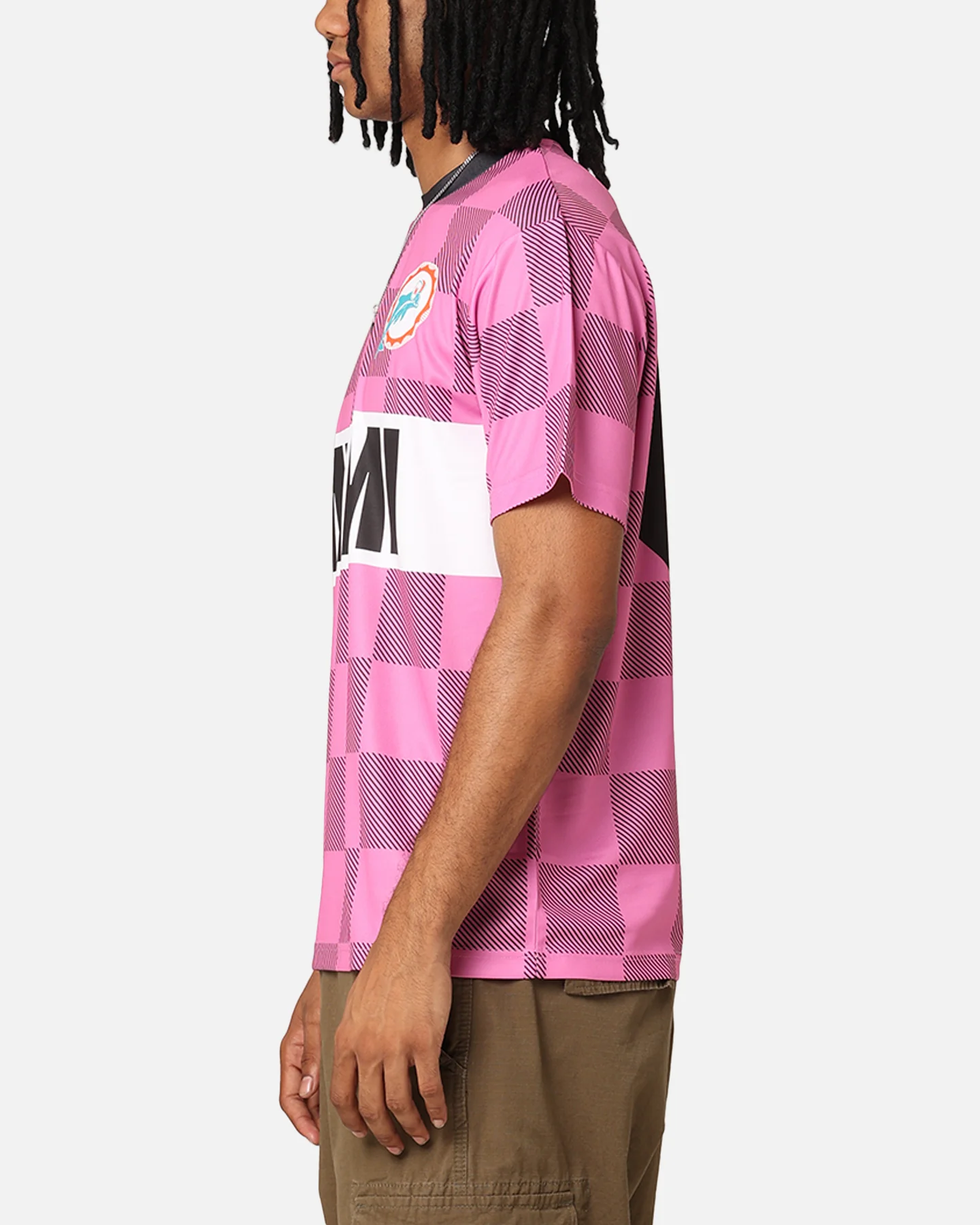 Majestic Athletic Miami Dolphins Team Line Checkered Jersey Black/Pink - Image 6